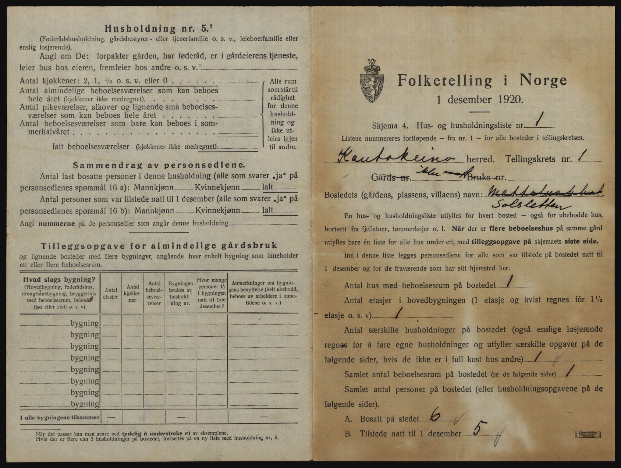 SATØ, 1920 census for Kautokeino, 1920, p. 25