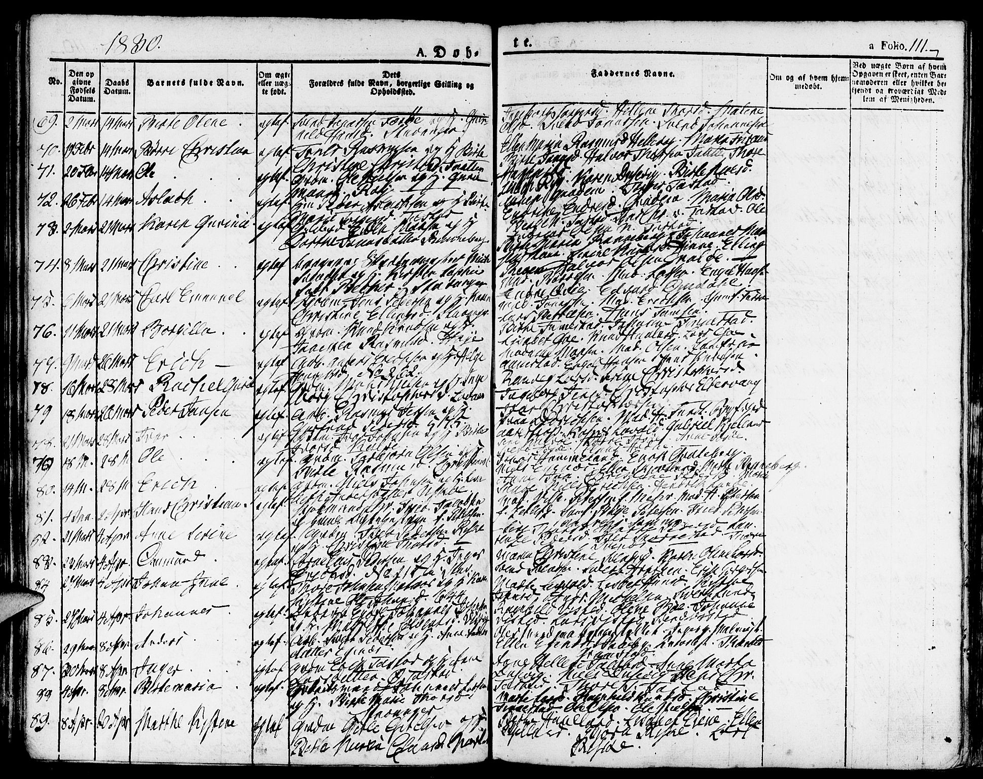 Domkirken sokneprestkontor, AV/SAST-A-101812/001/30/30BA/L0009: Parish register (official) no. A 9, 1821-1832, p. 111