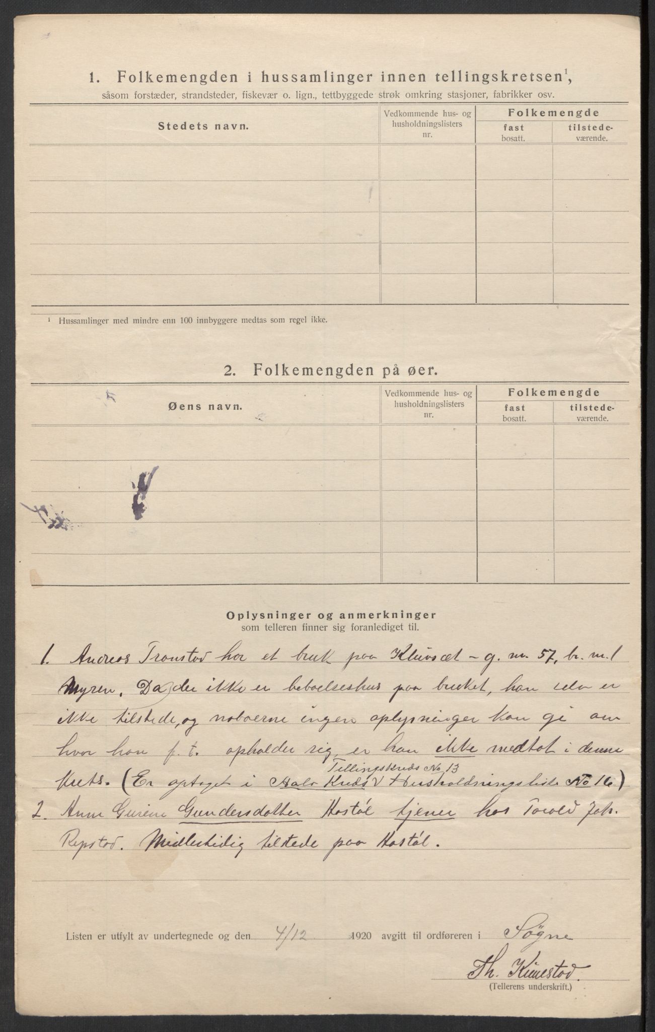 SAK, 1920 census for Søgne, 1920, p. 40