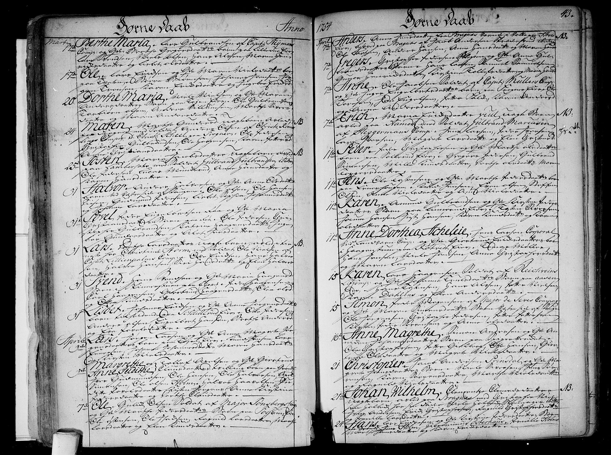 Aker prestekontor kirkebøker, SAO/A-10861/F/L0008: Parish register (official) no. 8, 1749-1765, p. 43