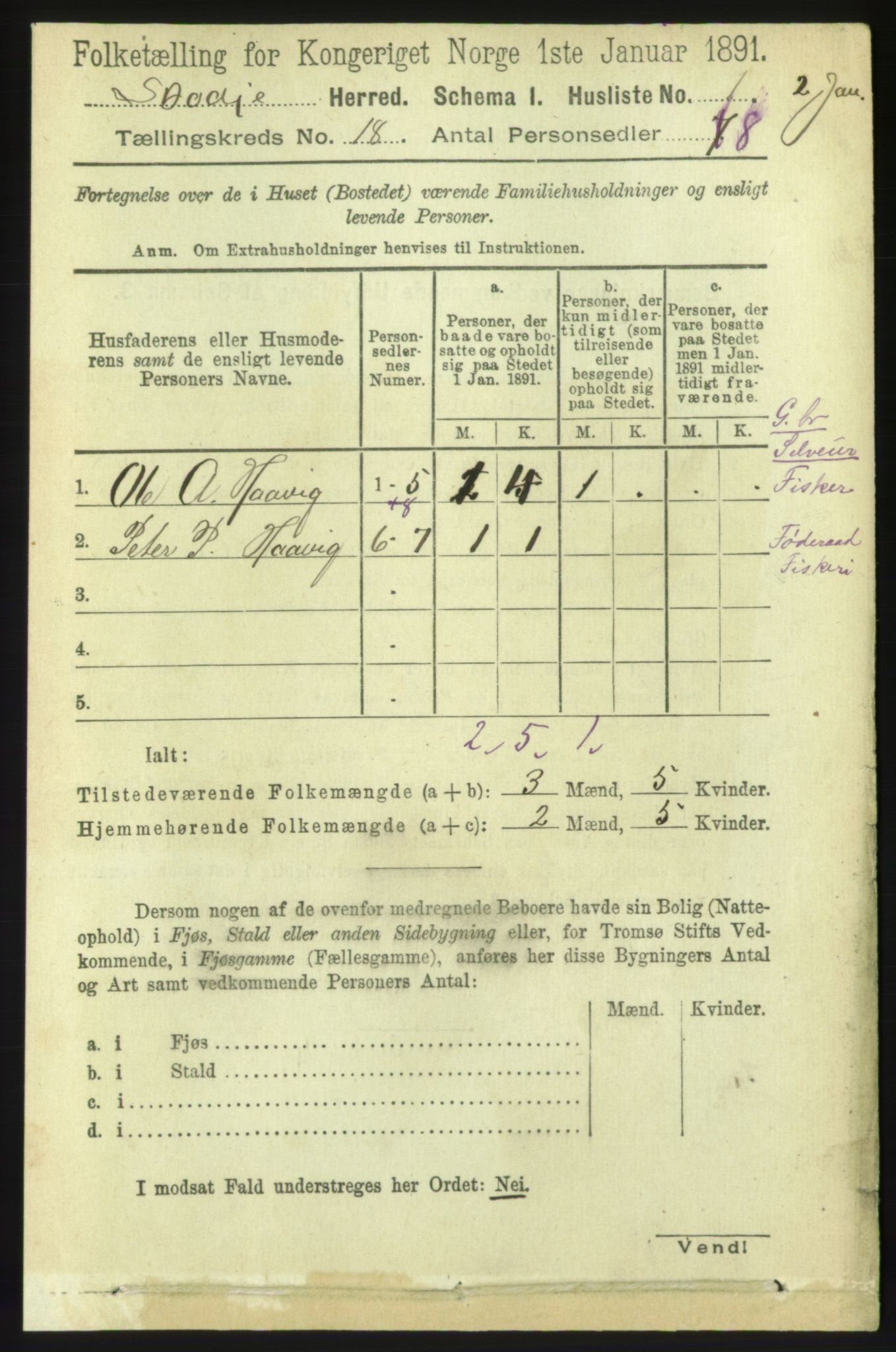 RA, 1891 census for 1529 Skodje, 1891, p. 3661