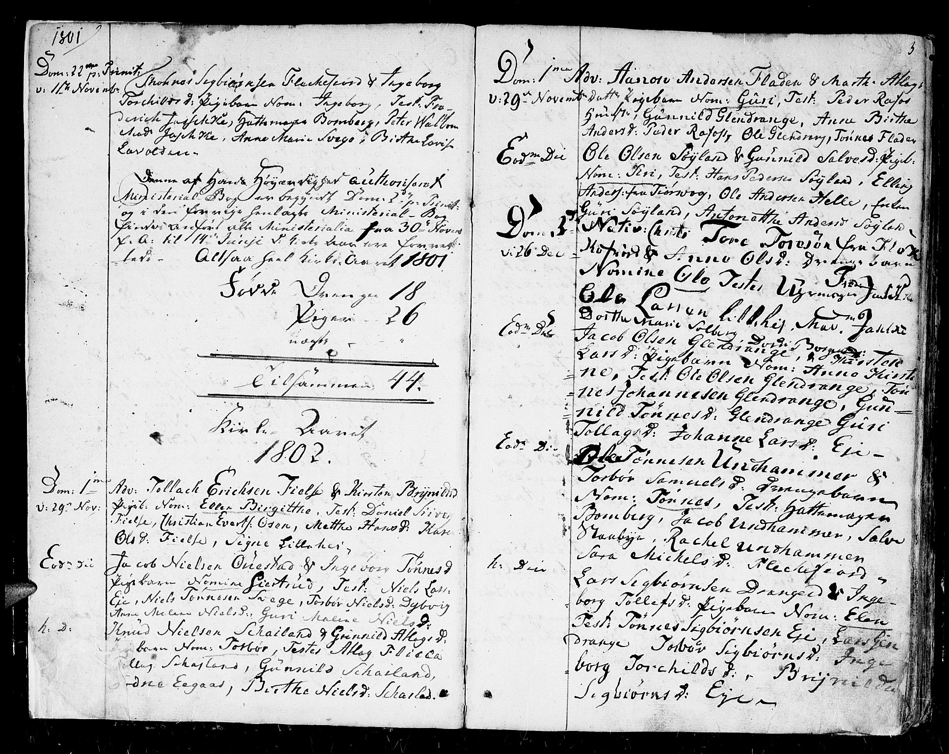 Flekkefjord sokneprestkontor, AV/SAK-1111-0012/F/Fb/Fbc/L0002: Parish register (copy) no. B 2, 1801-1816, p. 3