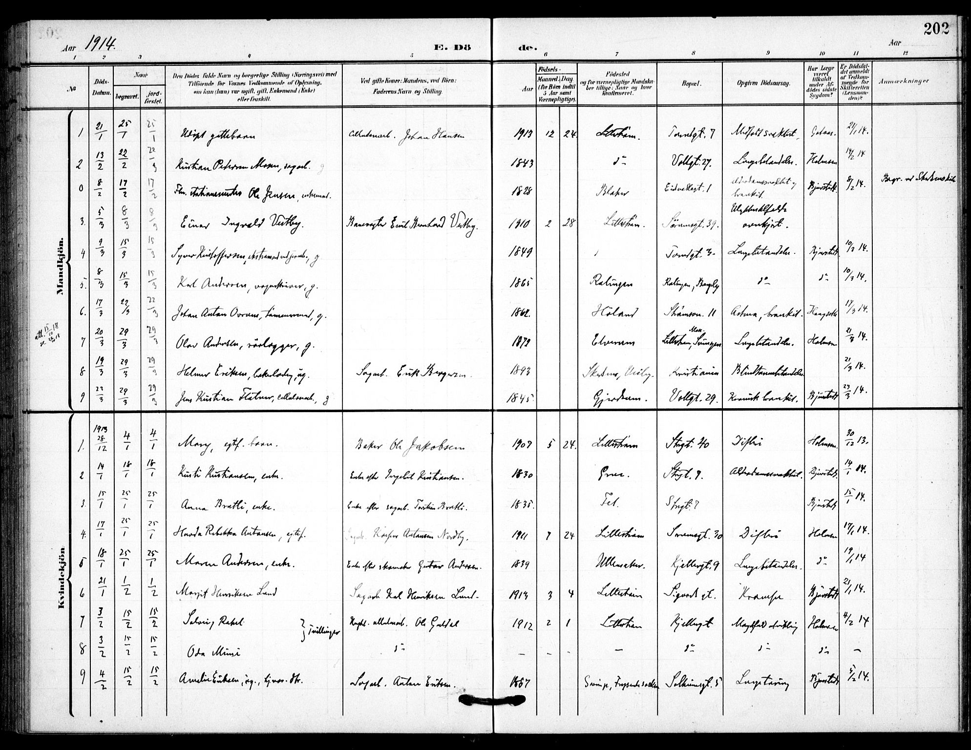 Skedsmo prestekontor Kirkebøker, SAO/A-10033a/F/Fc/L0001: Parish register (official) no. III 1, 1908-1916, p. 202