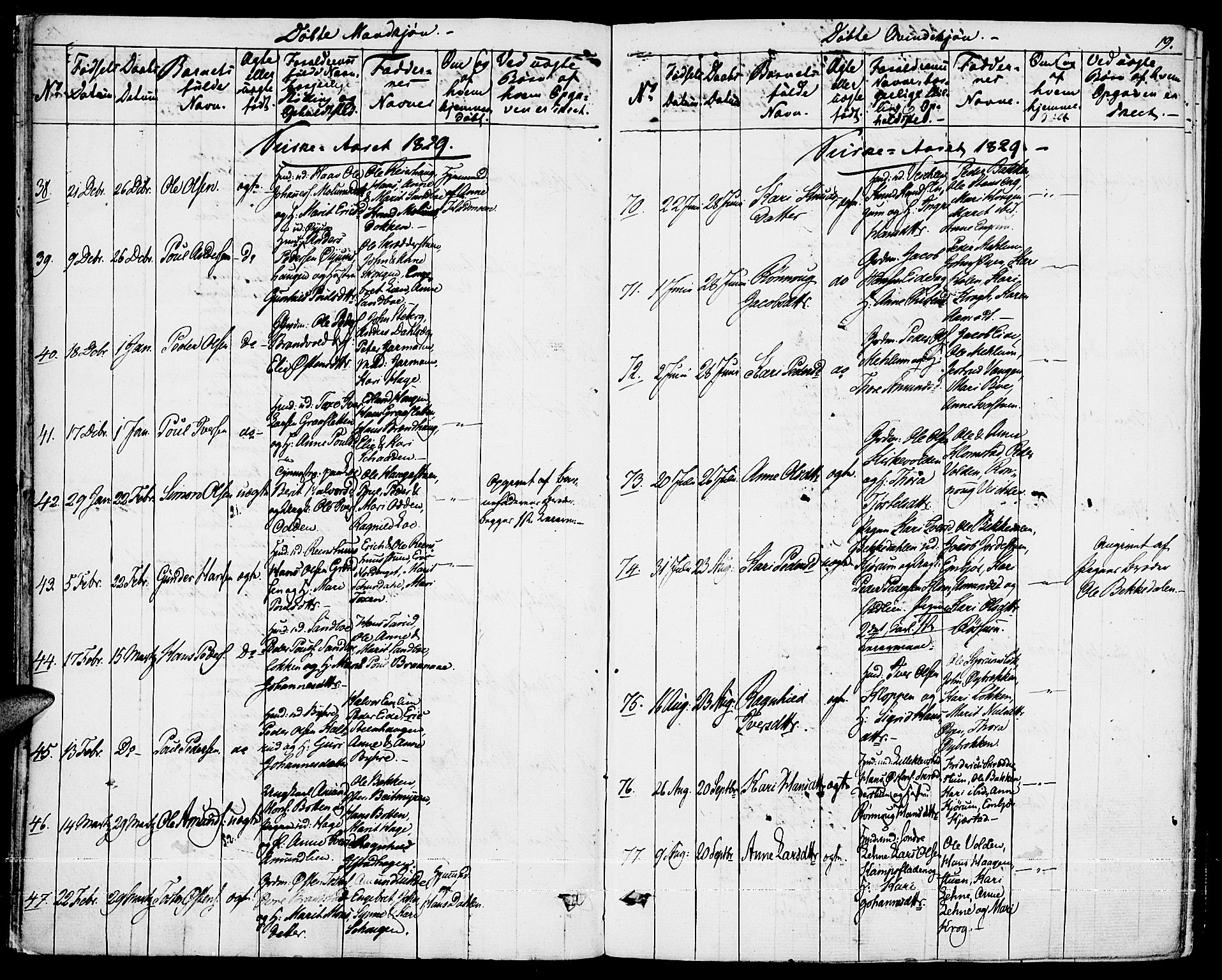 Fron prestekontor, AV/SAH-PREST-078/H/Ha/Haa/L0003: Parish register (official) no. 3, 1828-1838, p. 19