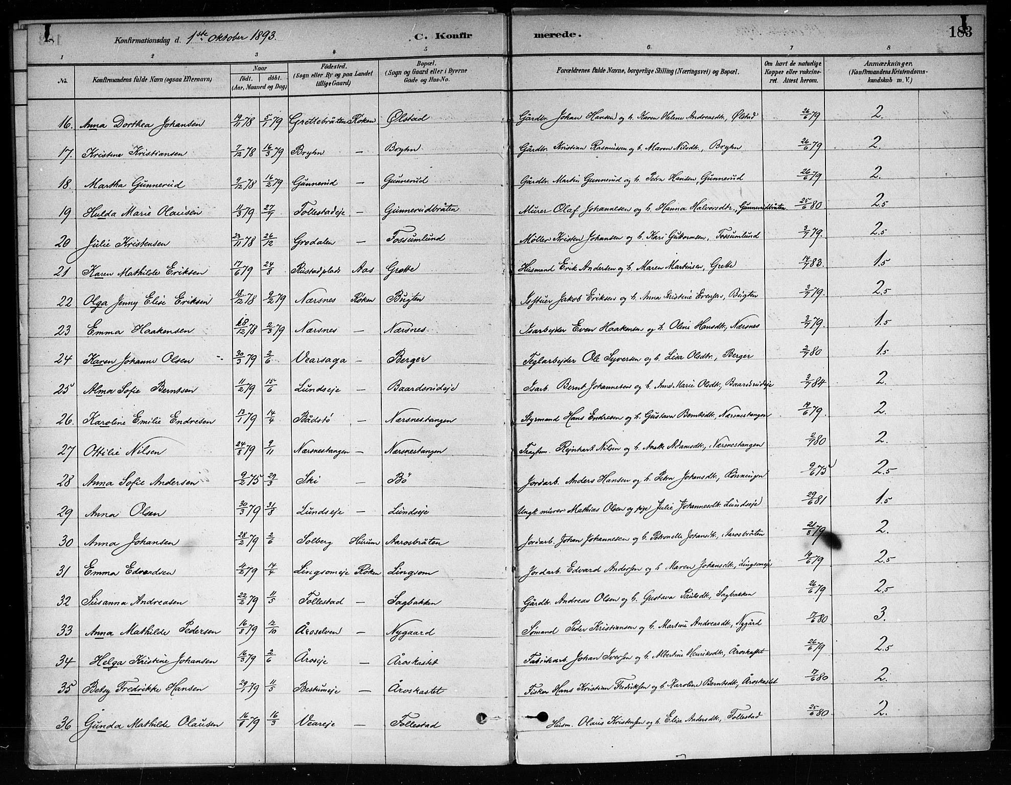 Røyken kirkebøker, AV/SAKO-A-241/F/Fa/L0008: Parish register (official) no. 8, 1880-1897, p. 183