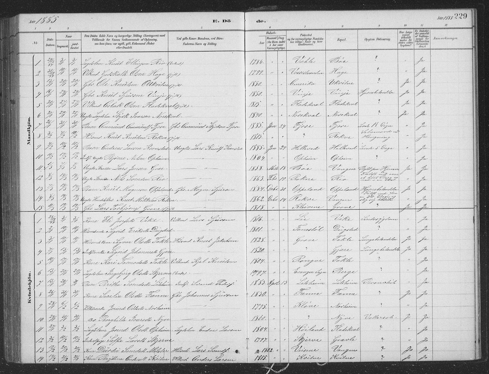 Voss sokneprestembete, SAB/A-79001/H/Hab: Parish register (copy) no. B 3, 1879-1894, p. 229