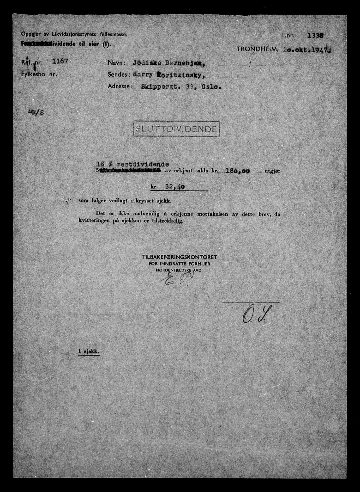 Justisdepartementet, Tilbakeføringskontoret for inndratte formuer, RA/S-1564/H/Hc/Hca/L0899: --, 1945-1947, p. 241