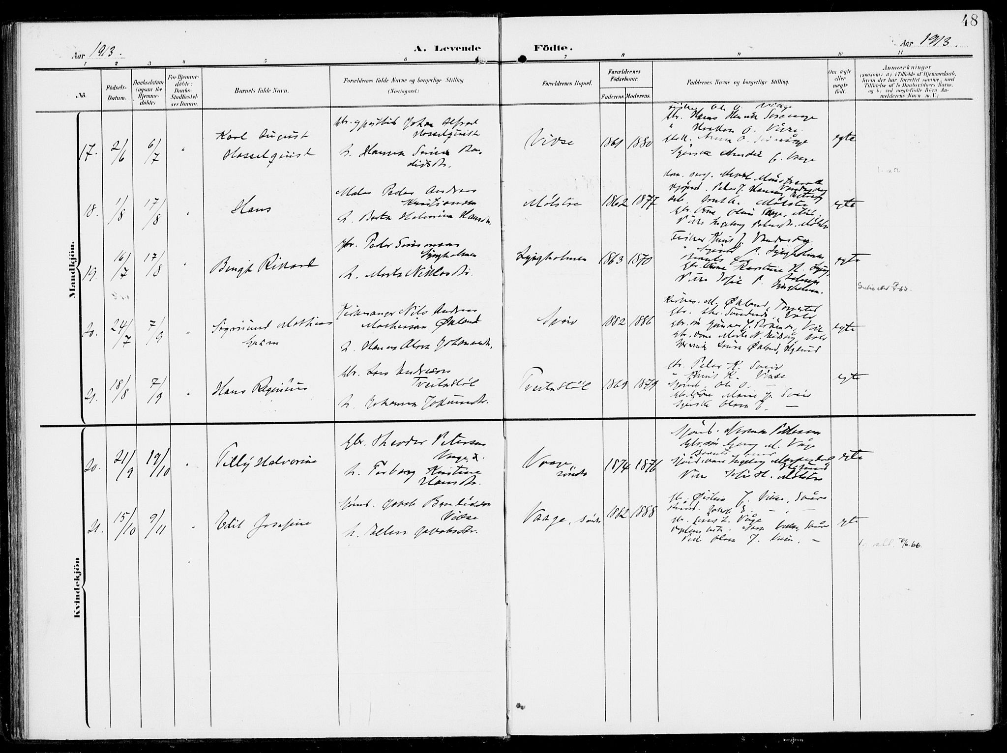 Sveio Sokneprestembete, AV/SAB-A-78501/H/Haa: Parish register (official) no. B  4, 1906-1919, p. 48