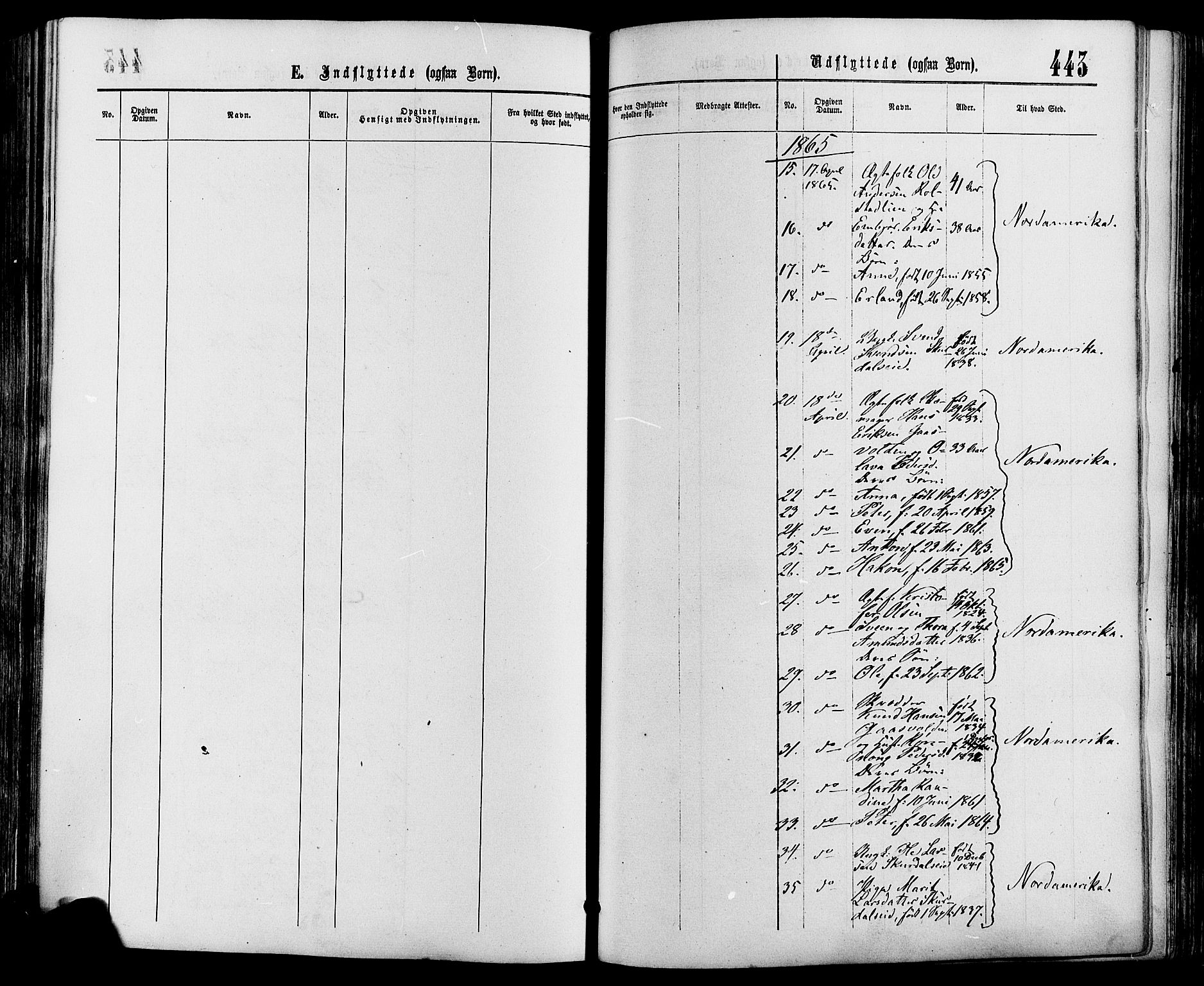 Sør-Fron prestekontor, SAH/PREST-010/H/Ha/Haa/L0002: Parish register (official) no. 2, 1864-1880, p. 443