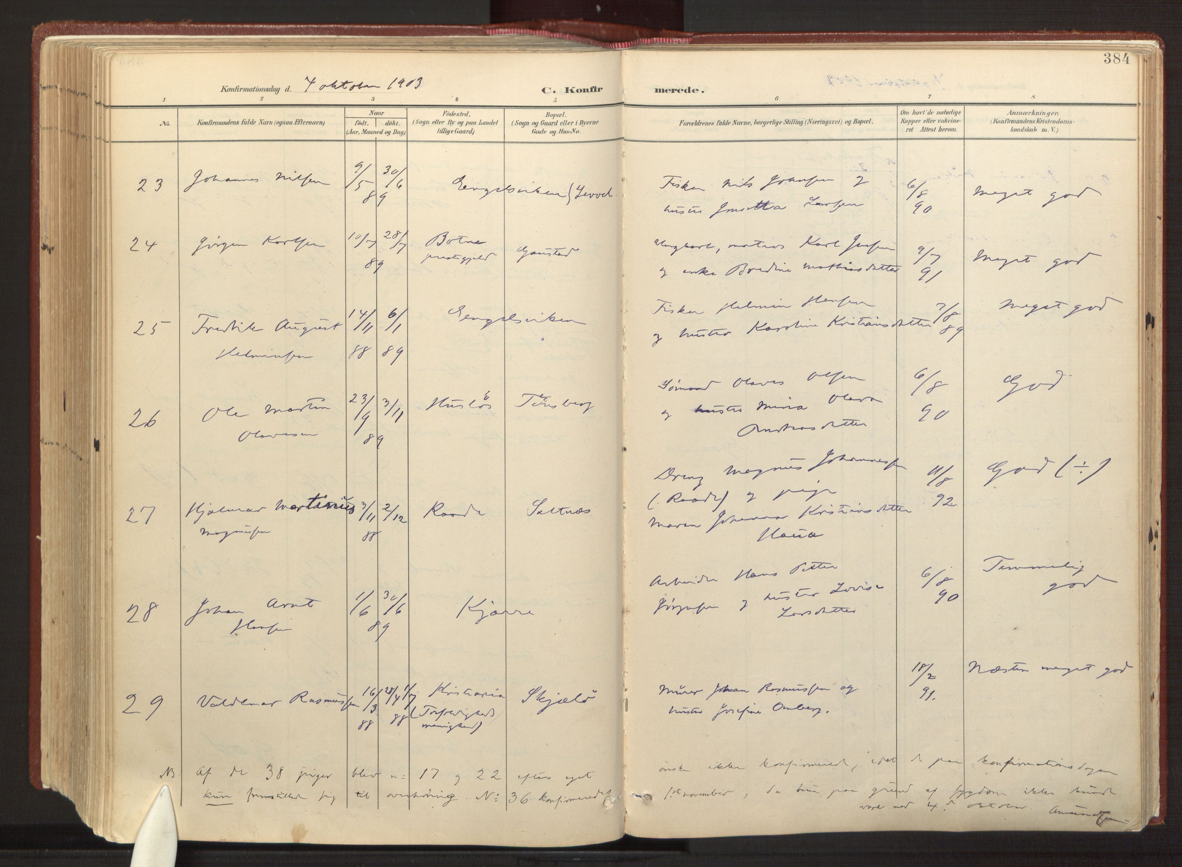 Onsøy prestekontor Kirkebøker, AV/SAO-A-10914/F/Fa/L0008: Parish register (official) no. I 8, 1899-1923, p. 384