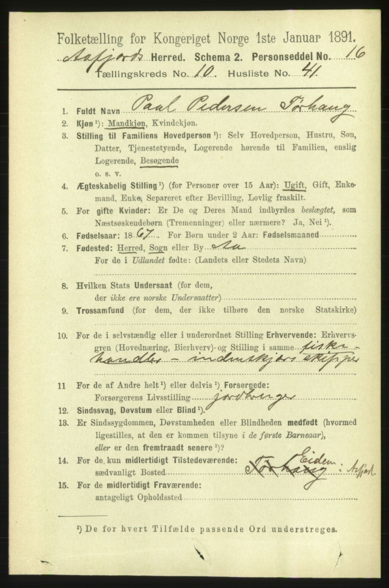 RA, 1891 census for 1630 Åfjord, 1891, p. 3244