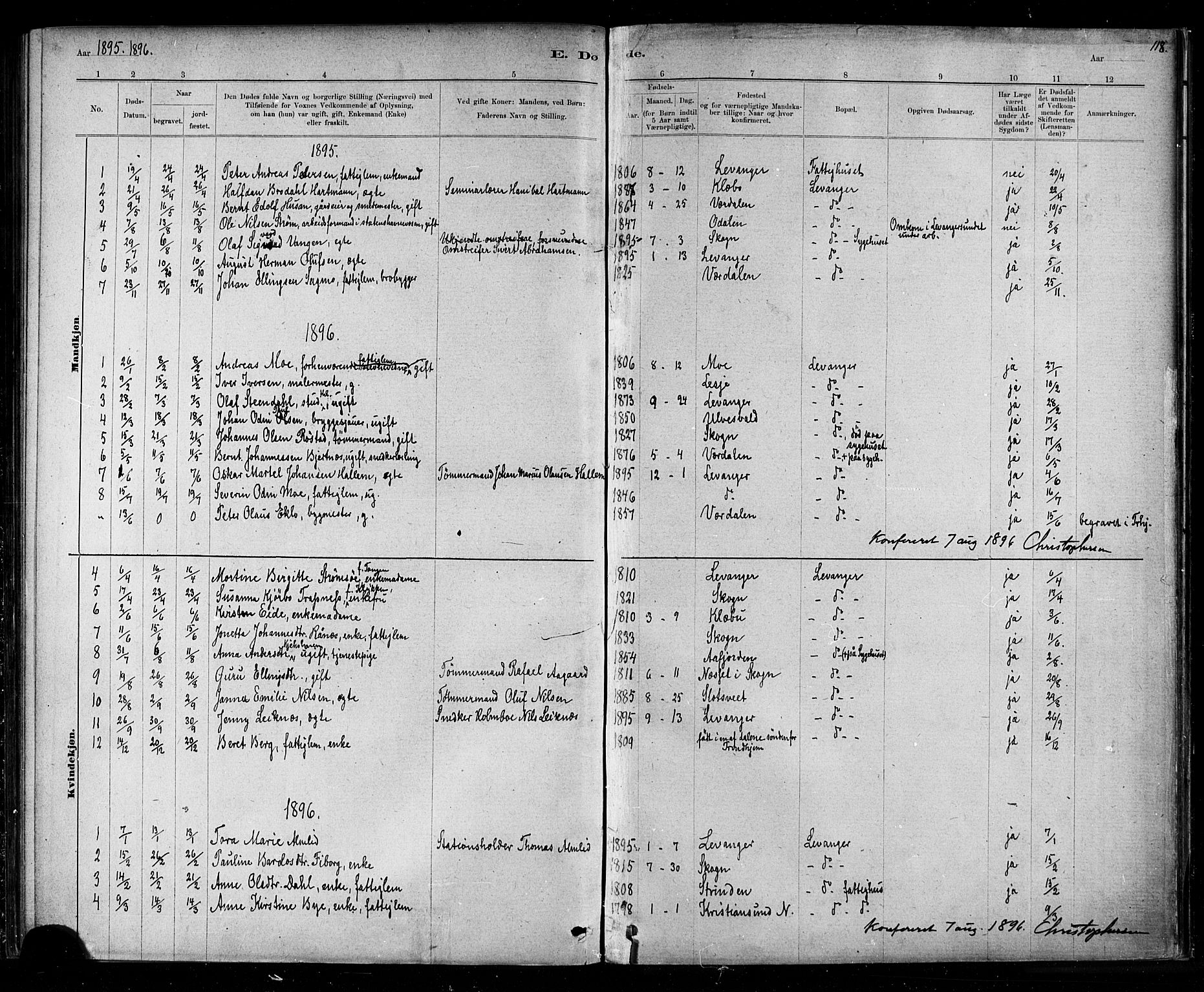 Ministerialprotokoller, klokkerbøker og fødselsregistre - Nord-Trøndelag, AV/SAT-A-1458/720/L0192: Parish register (copy) no. 720C01, 1880-1917, p. 118