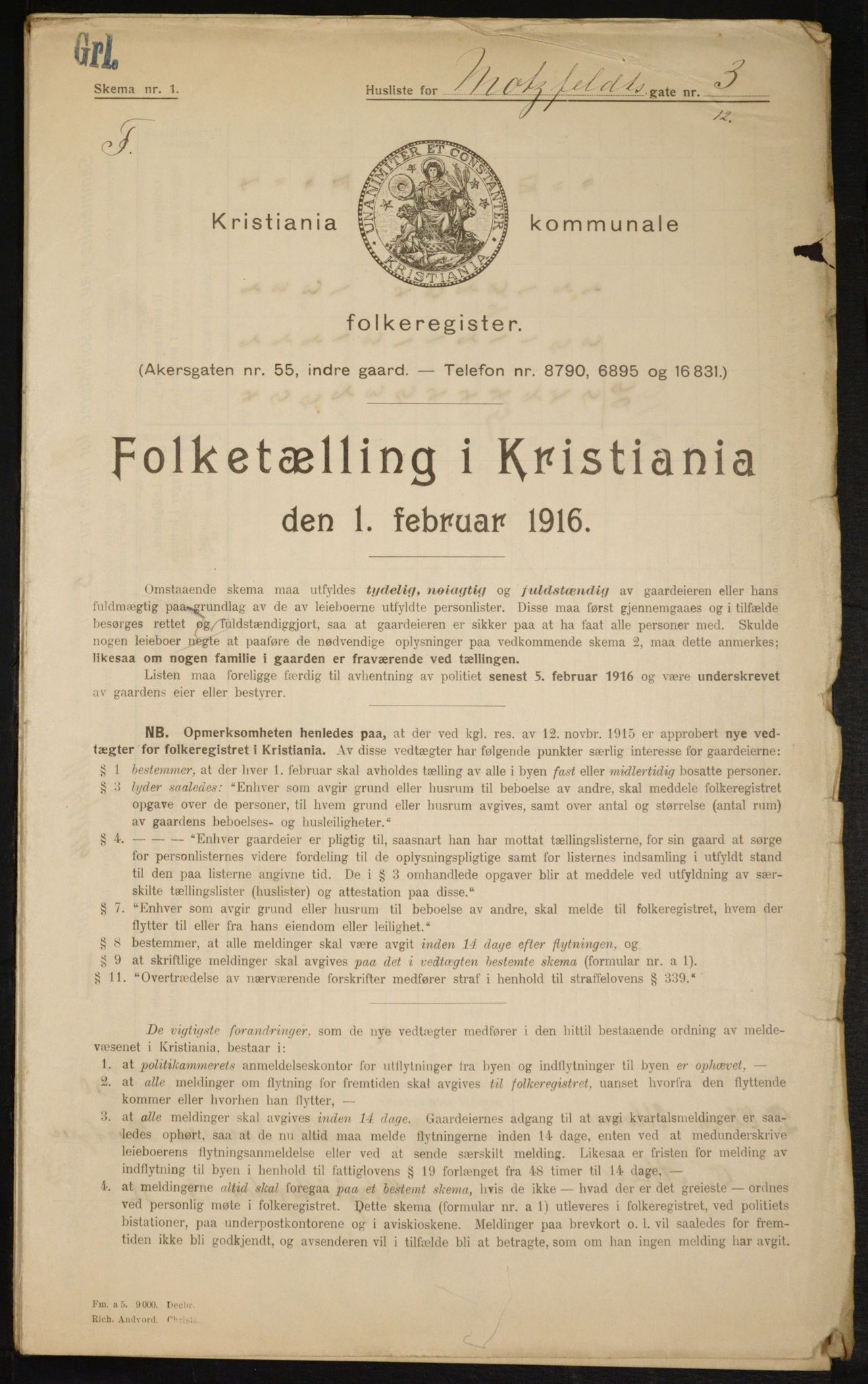 OBA, Municipal Census 1916 for Kristiania, 1916, p. 67563