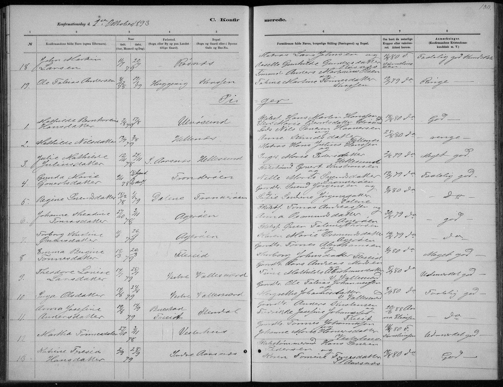 Høvåg sokneprestkontor, SAK/1111-0025/F/Fb/L0004: Parish register (copy) no. B 4, 1883-1898, p. 180