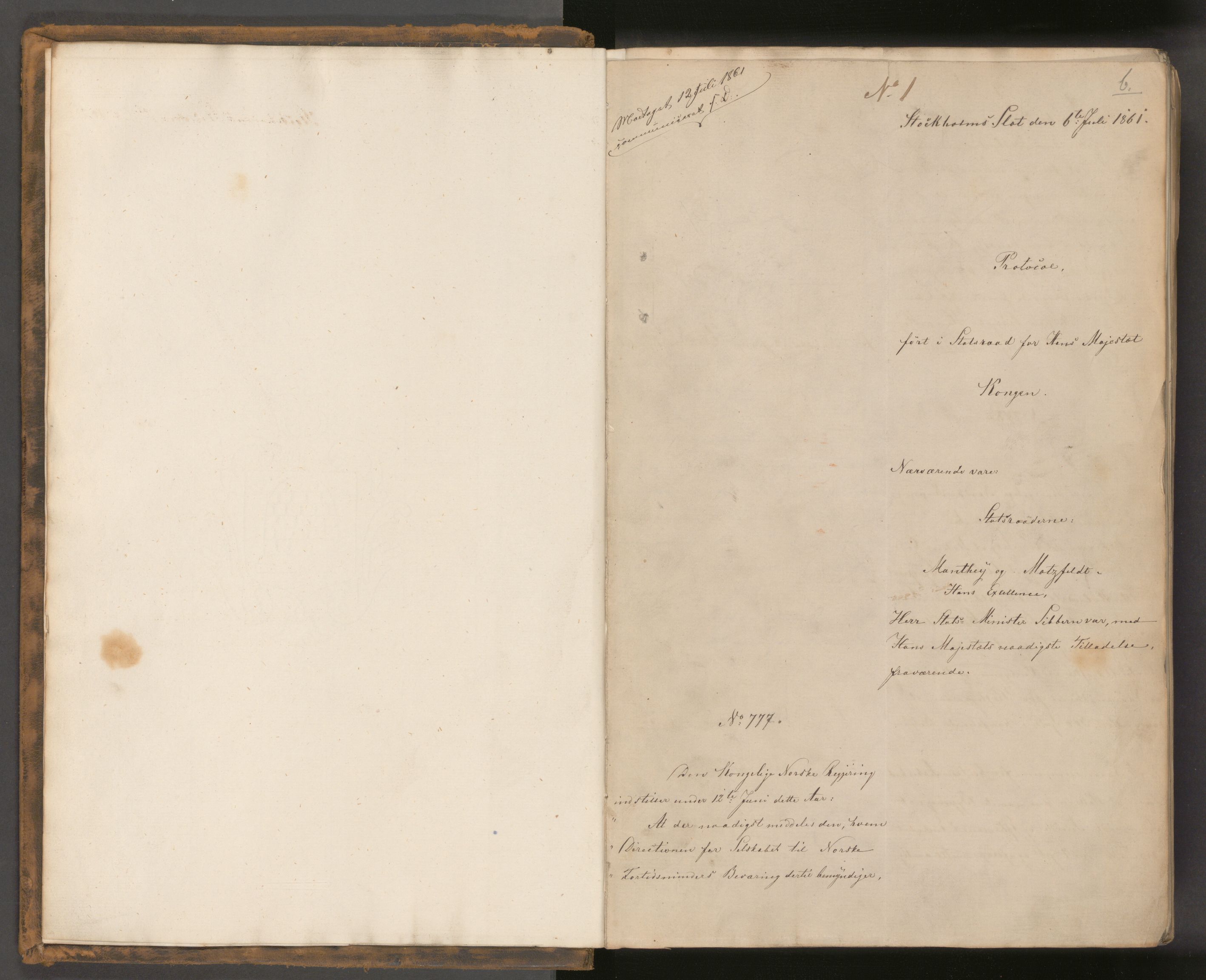 Statsrådssekretariatet, AV/RA-S-1001/A/Ab/L0095: Kgl. res. nr. 777-1458, 2. halvår, 1861