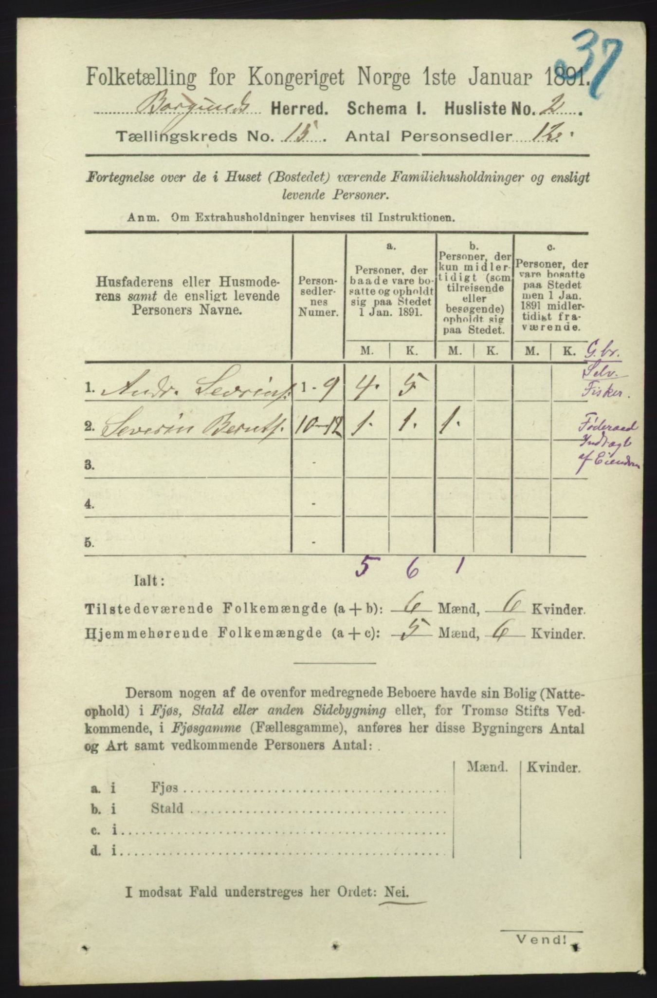 RA, 1891 census for 1531 Borgund, 1891, p. 4442