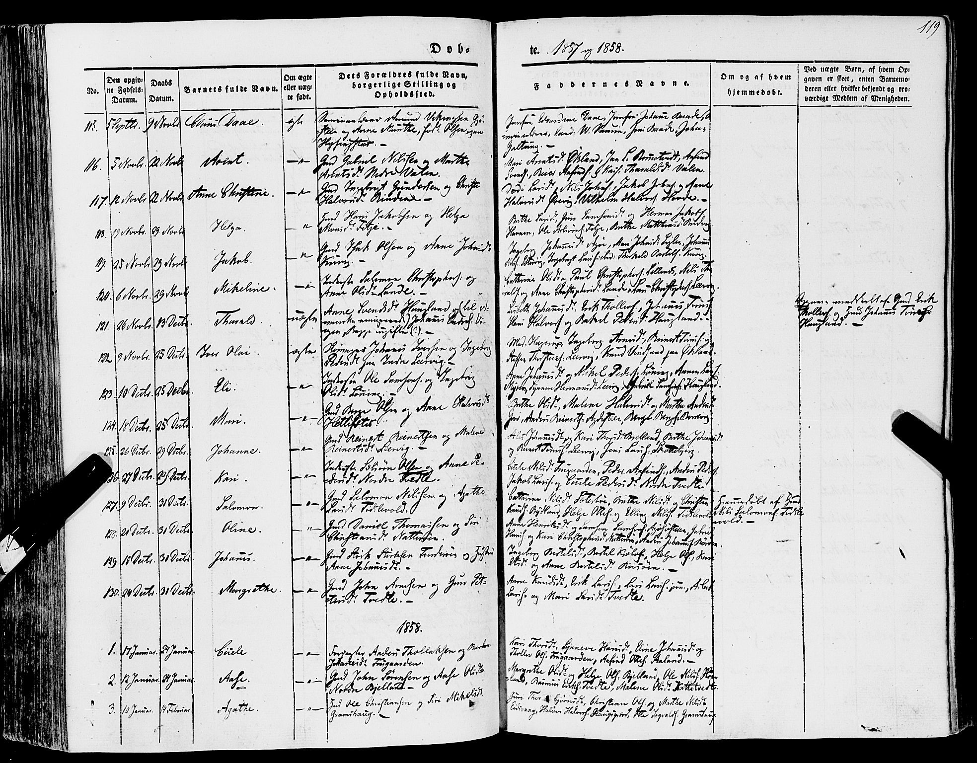 Stord sokneprestembete, SAB/A-78201/H/Haa: Parish register (official) no. A 7, 1841-1861, p. 119