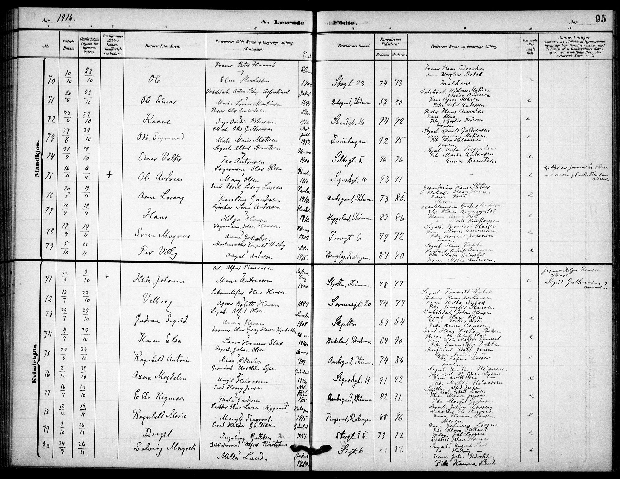 Skedsmo prestekontor Kirkebøker, AV/SAO-A-10033a/F/Fc/L0001: Parish register (official) no. III 1, 1908-1916, p. 95