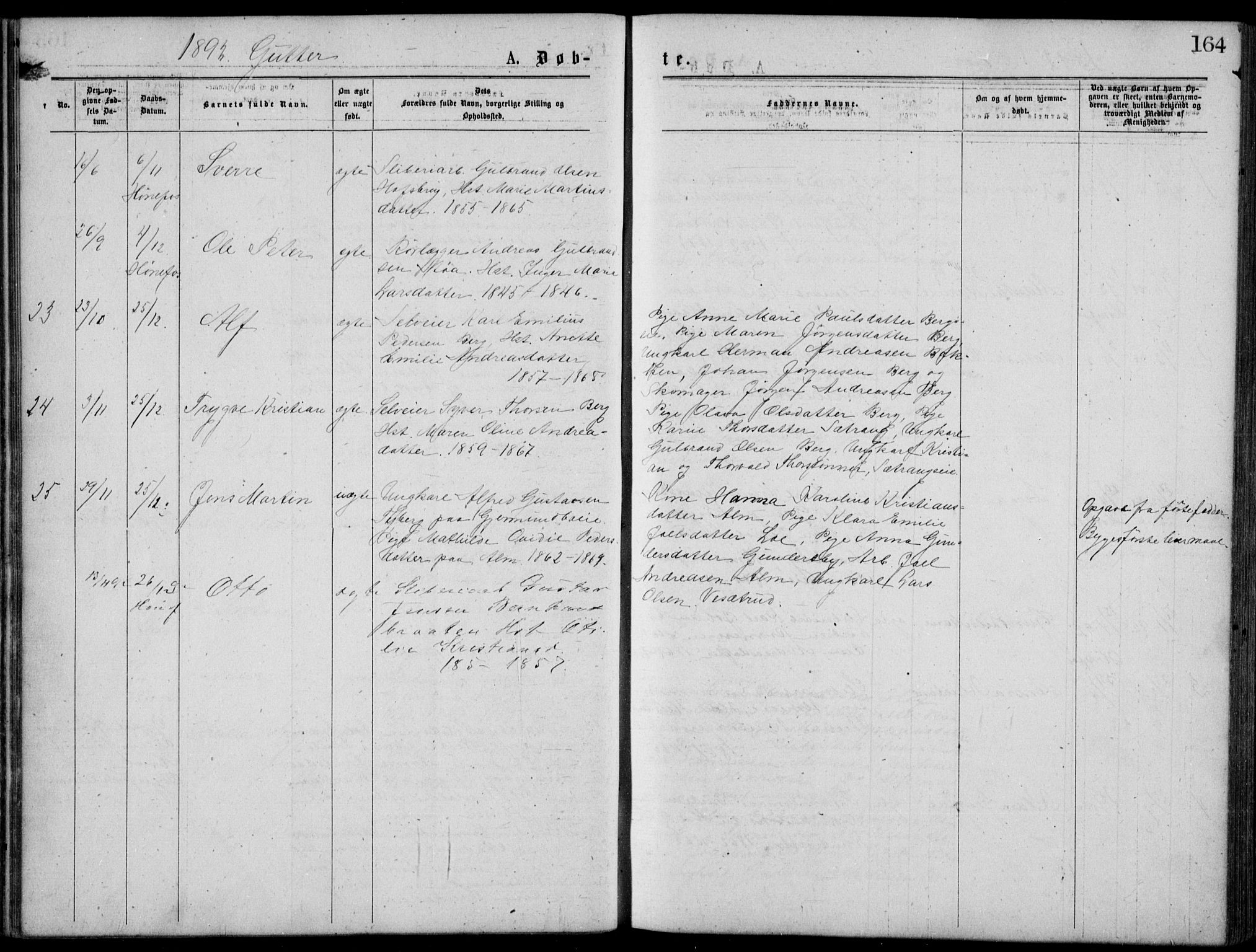 Norderhov kirkebøker, AV/SAKO-A-237/G/Gb/L0001: Parish register (copy) no. II 1, 1876-1899, p. 164