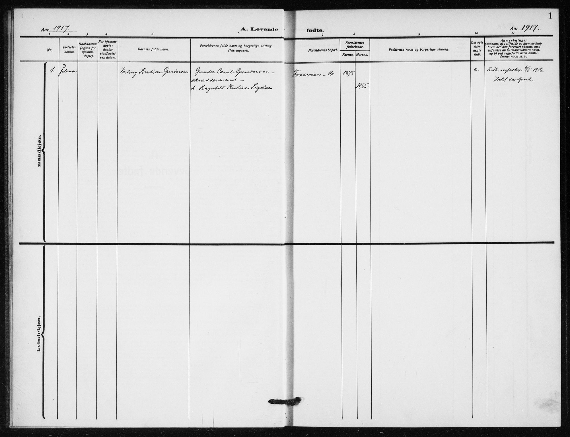 Hauge prestekontor Kirkebøker, SAO/A-10849/F/Fa/L0004: Parish register (official) no. 4, 1917-1938, p. 1