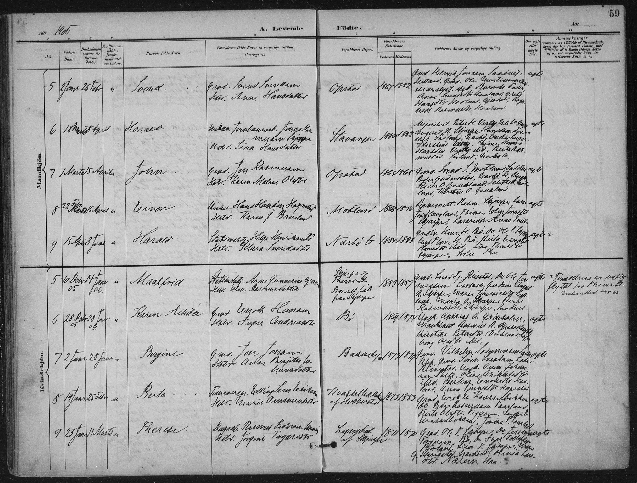 Hå sokneprestkontor, SAST/A-101801/002/B/L0001: Parish register (official) no. A 11, 1897-1924, p. 59