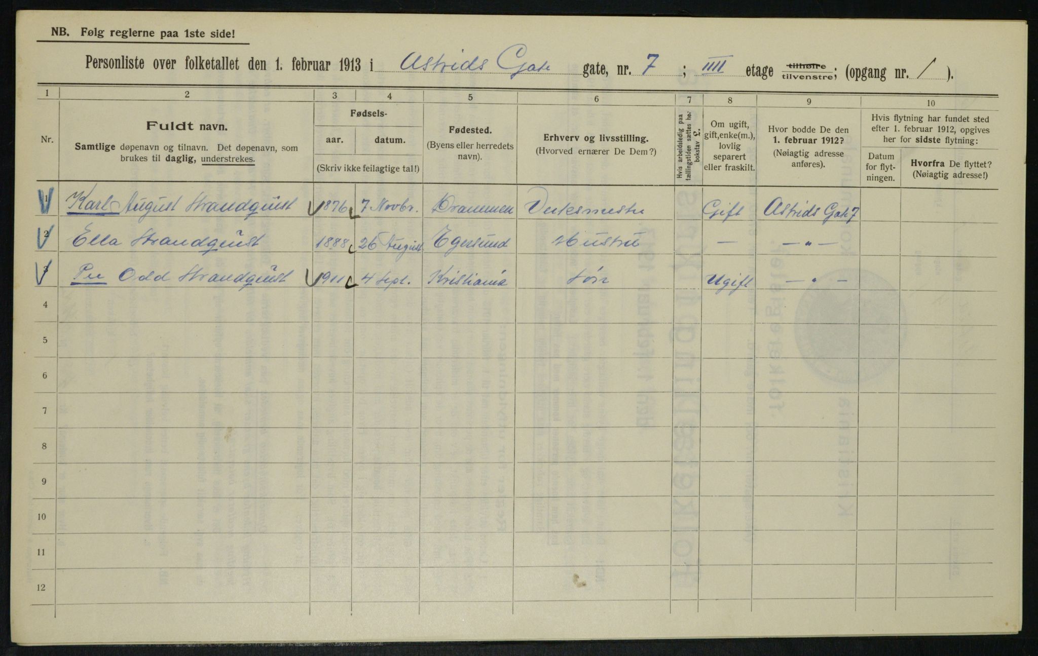 OBA, Municipal Census 1913 for Kristiania, 1913, p. 17272