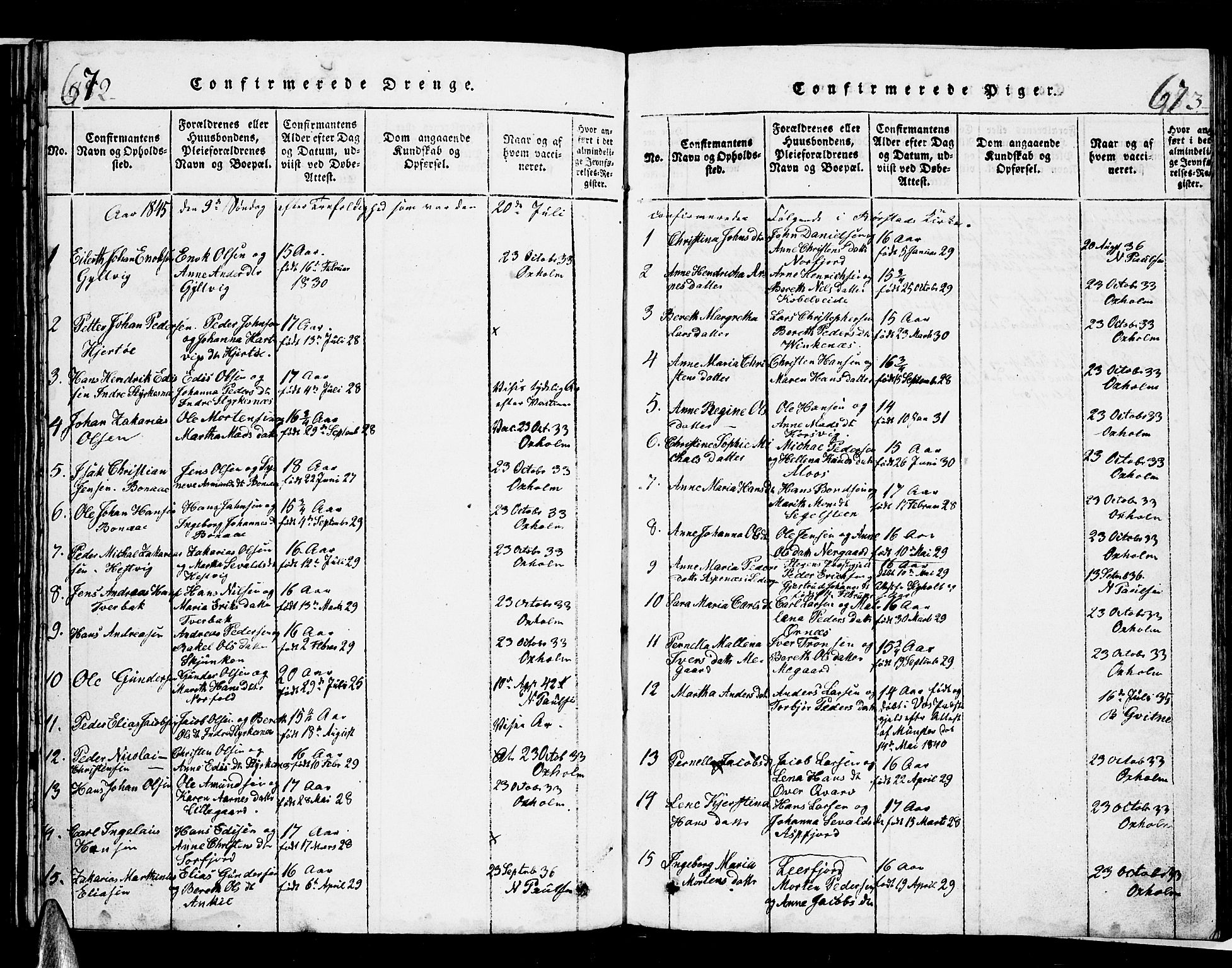 Ministerialprotokoller, klokkerbøker og fødselsregistre - Nordland, AV/SAT-A-1459/853/L0773: Parish register (copy) no. 853C01, 1821-1859, p. 672-673