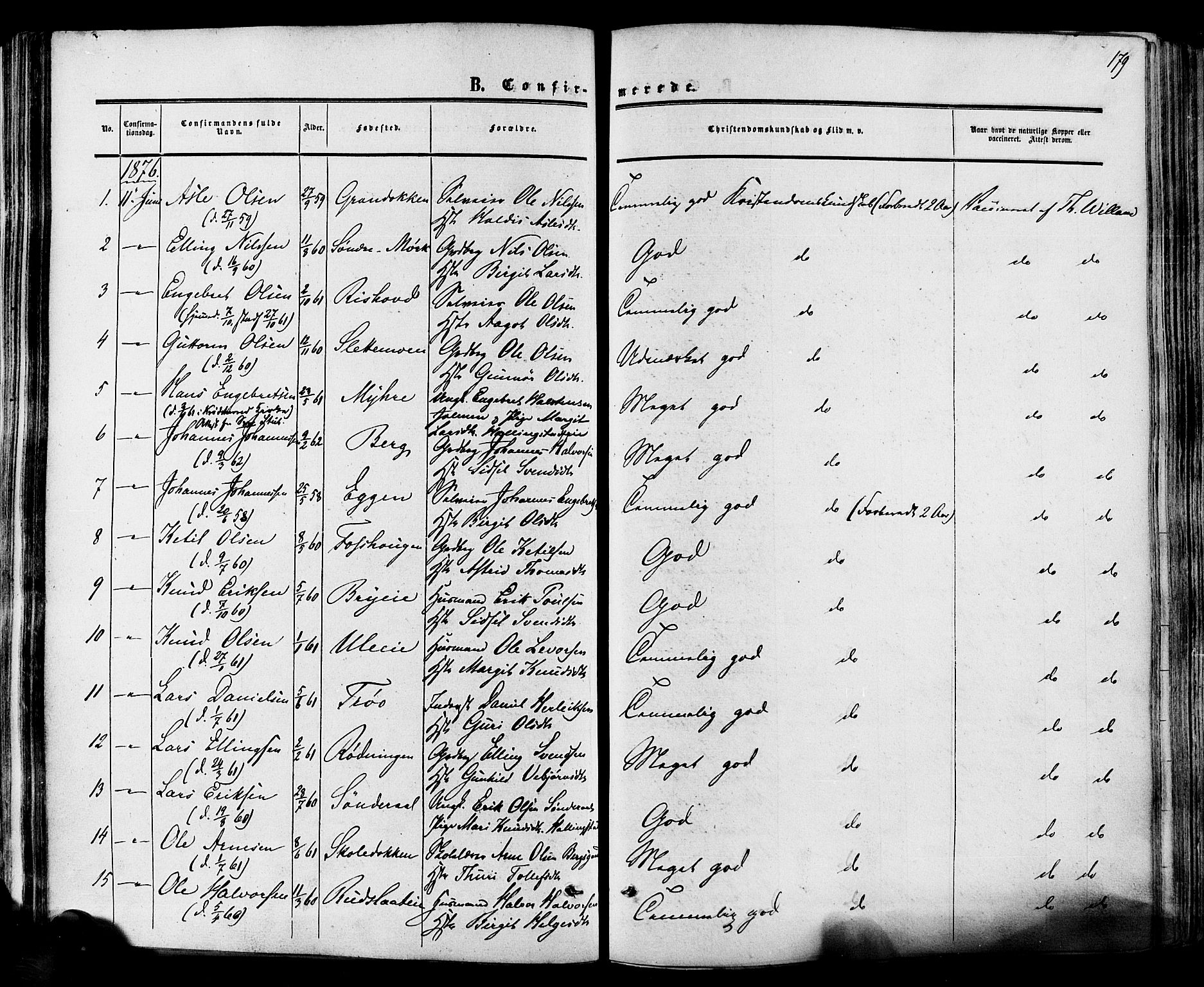 Hol kirkebøker, SAKO/A-227/F/Fa/L0002: Parish register (official) no. I 2, 1870-1886, p. 179