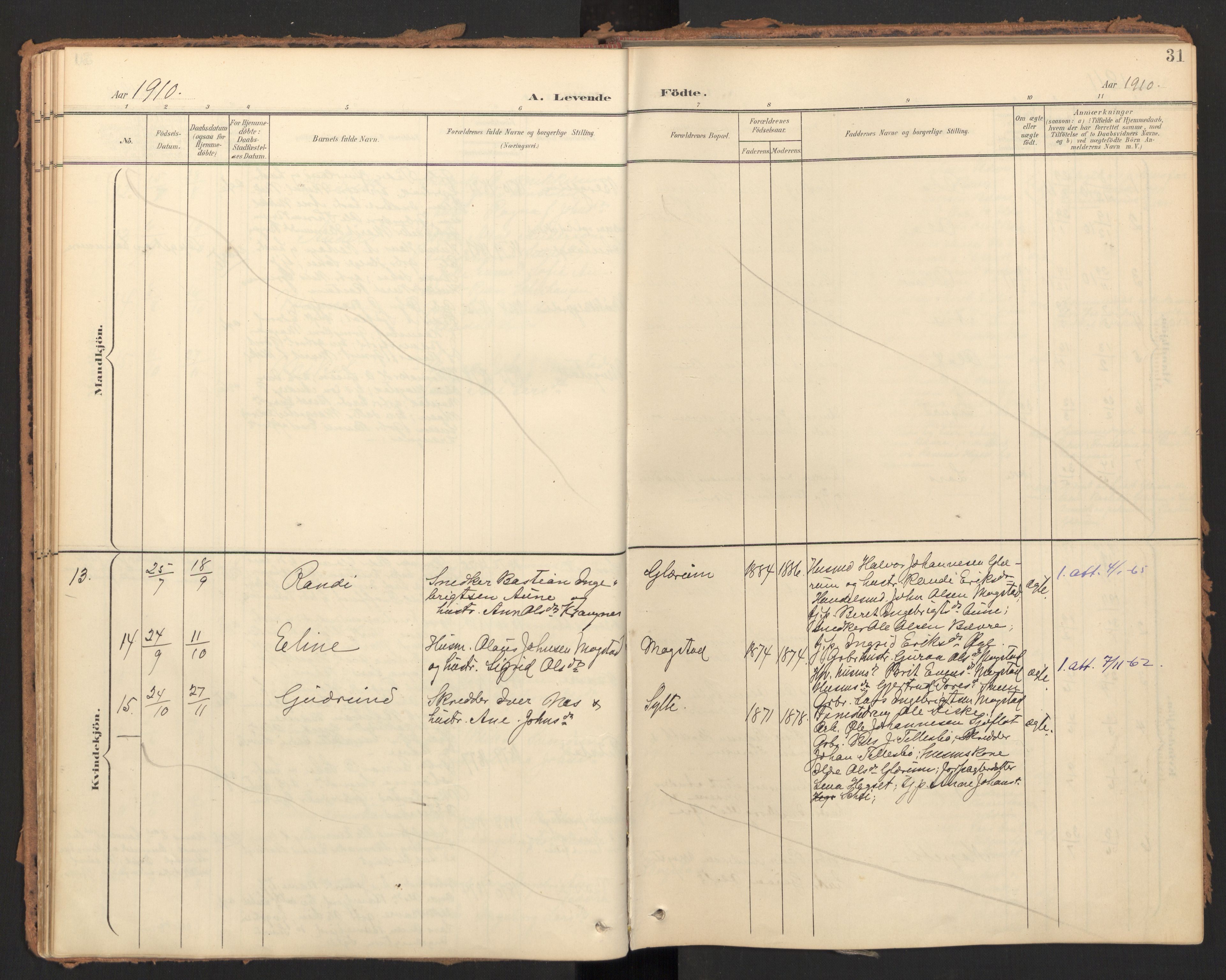 Ministerialprotokoller, klokkerbøker og fødselsregistre - Møre og Romsdal, AV/SAT-A-1454/595/L1048: Parish register (official) no. 595A10, 1900-1917, p. 31