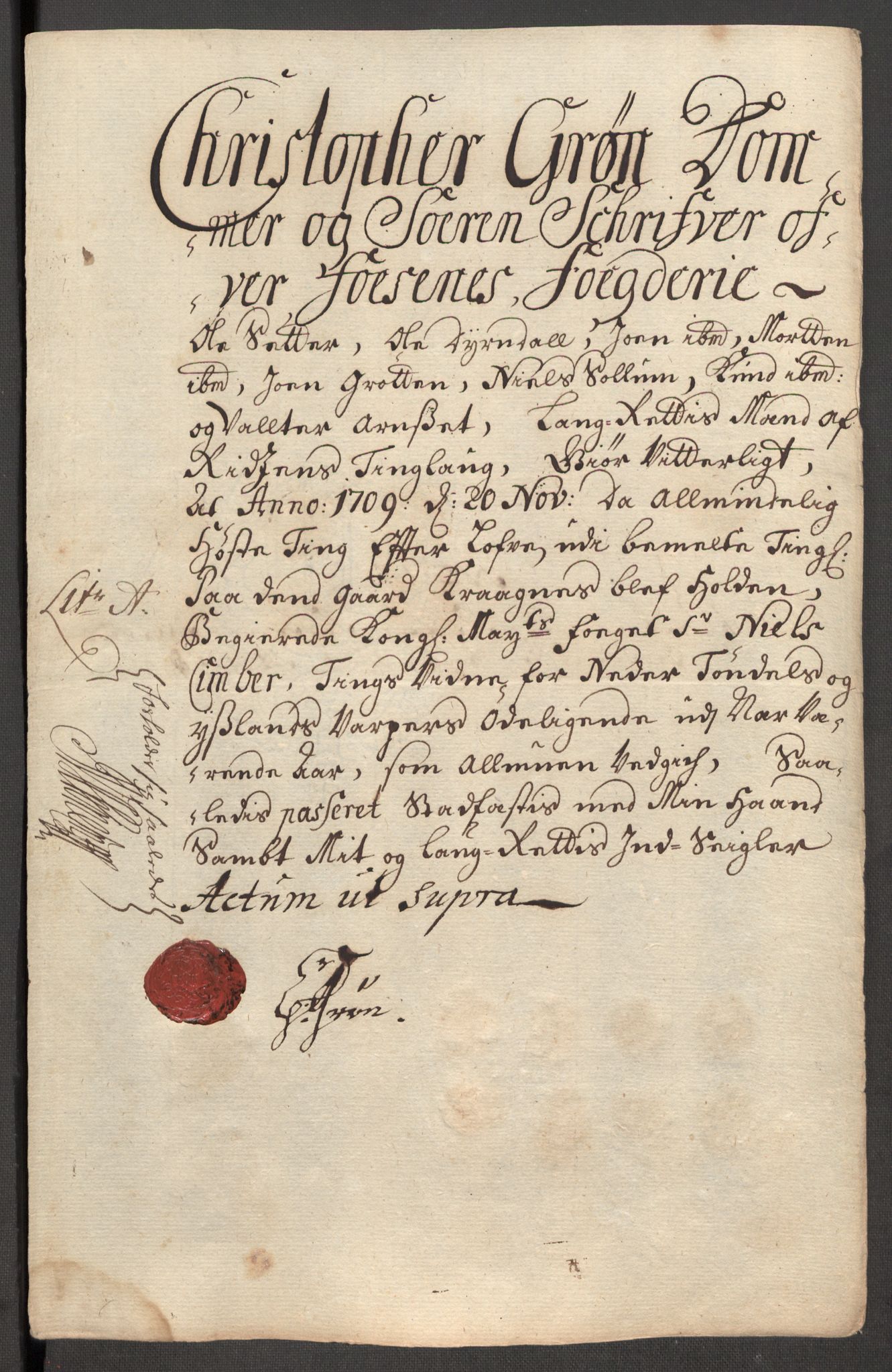 Rentekammeret inntil 1814, Reviderte regnskaper, Fogderegnskap, RA/EA-4092/R57/L3858: Fogderegnskap Fosen, 1708-1709, p. 369