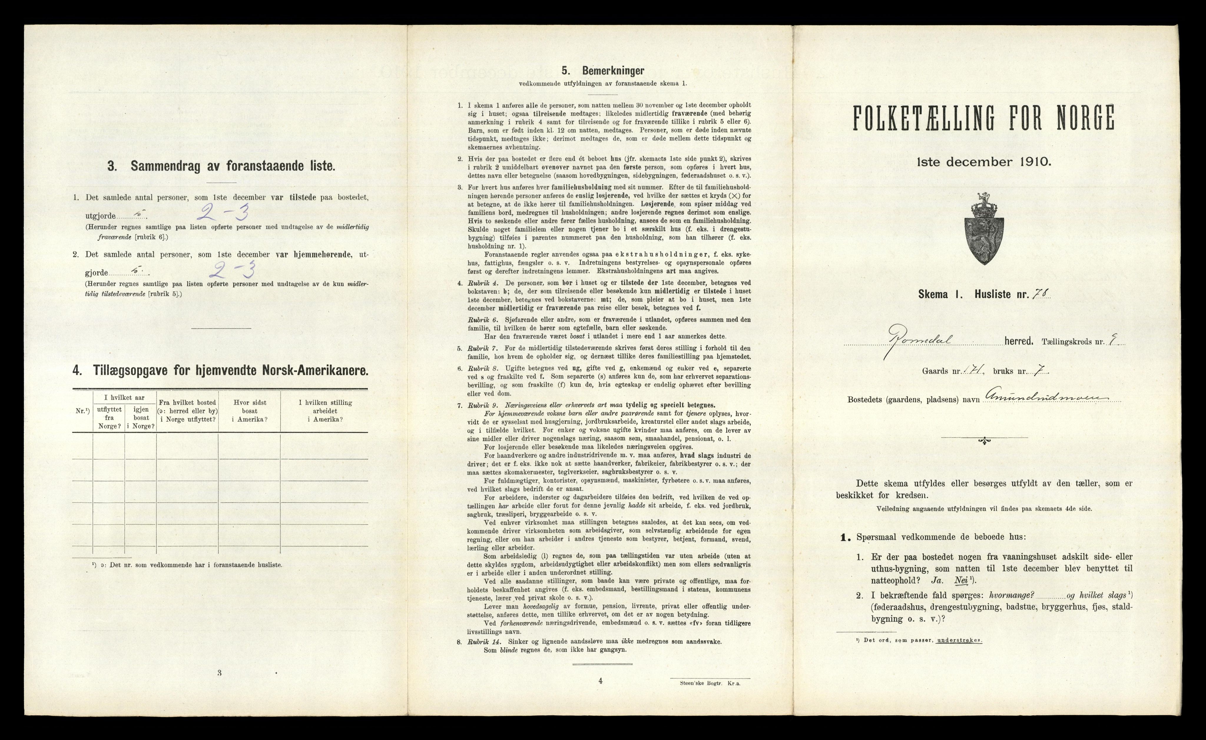 RA, 1910 census for Romedal, 1910, p. 1549