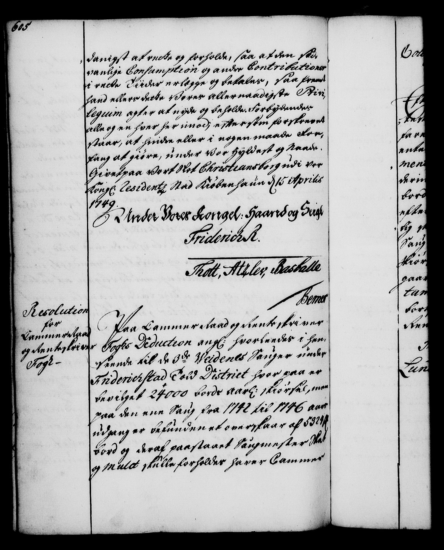 Rentekammeret, Kammerkanselliet, AV/RA-EA-3111/G/Gg/Gga/L0005: Norsk ekspedisjonsprotokoll med register (merket RK 53.5), 1741-1749, p. 605