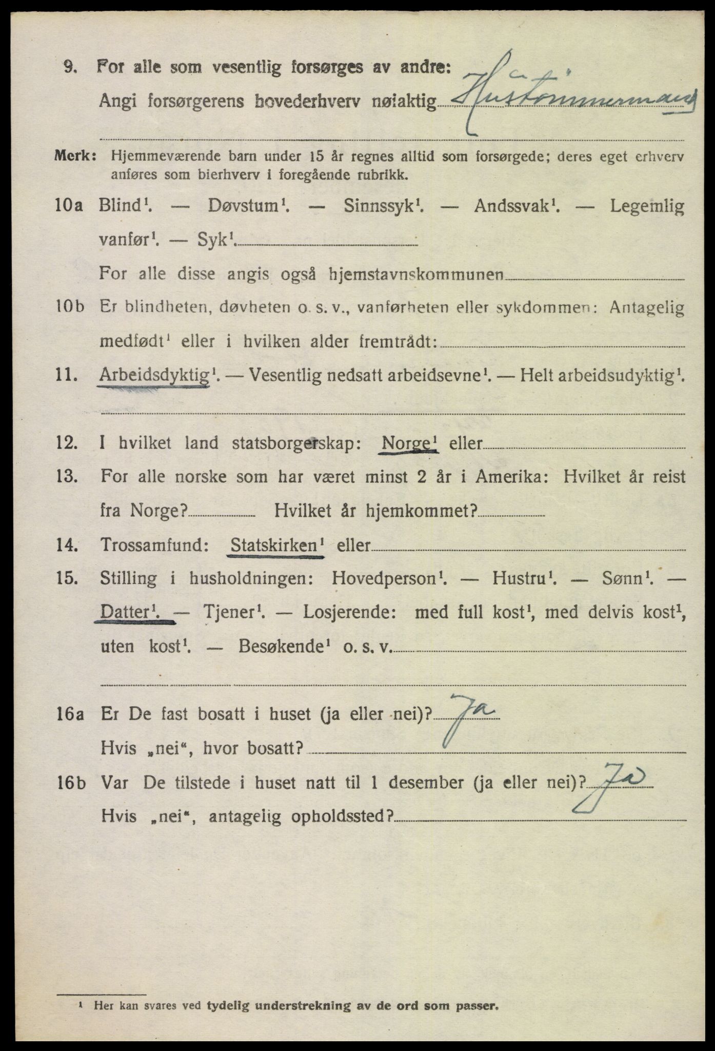 SAK, 1920 census for Oddernes, 1920, p. 6438