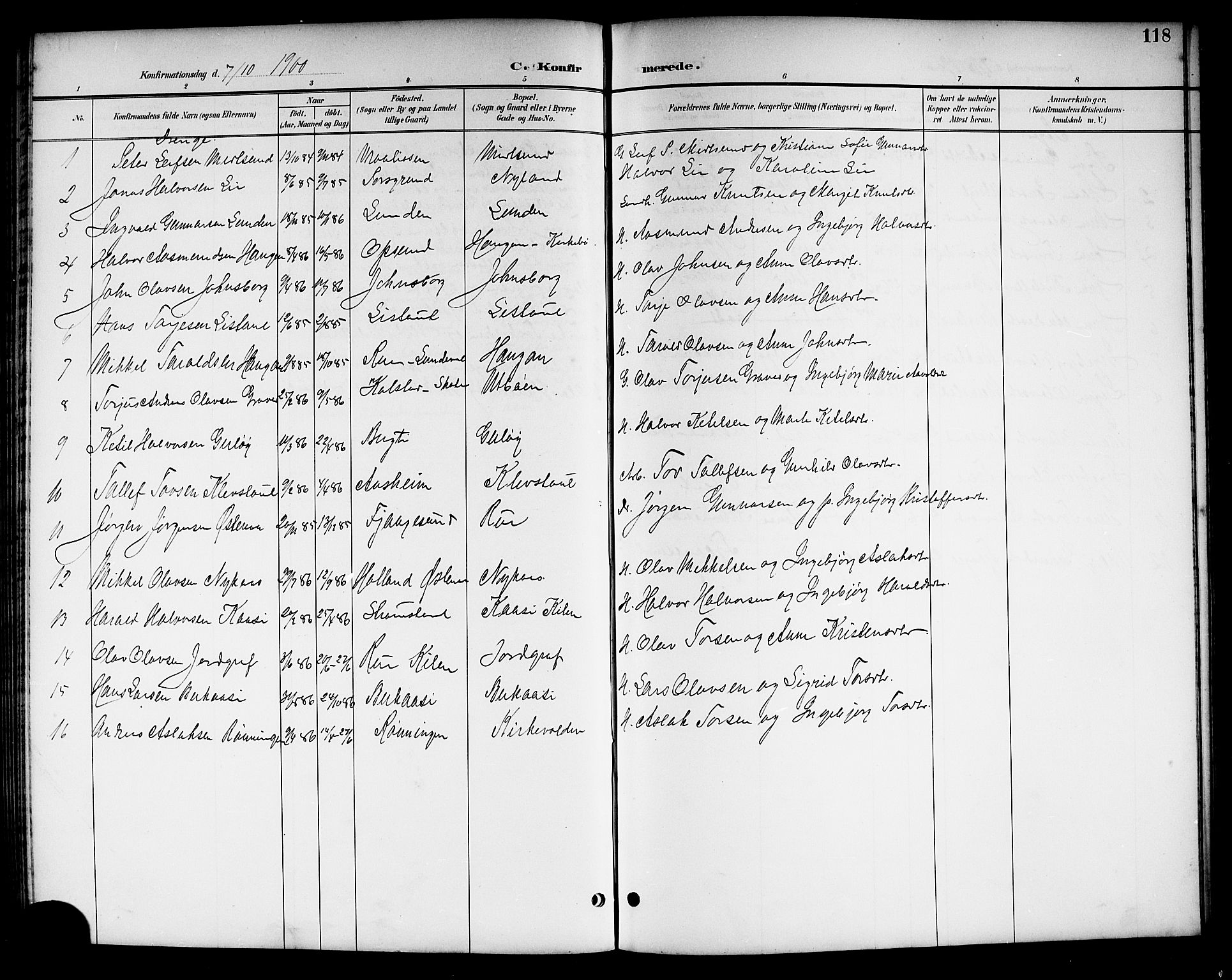 Kviteseid kirkebøker, SAKO/A-276/G/Ga/L0002: Parish register (copy) no. I 2, 1893-1918, p. 118
