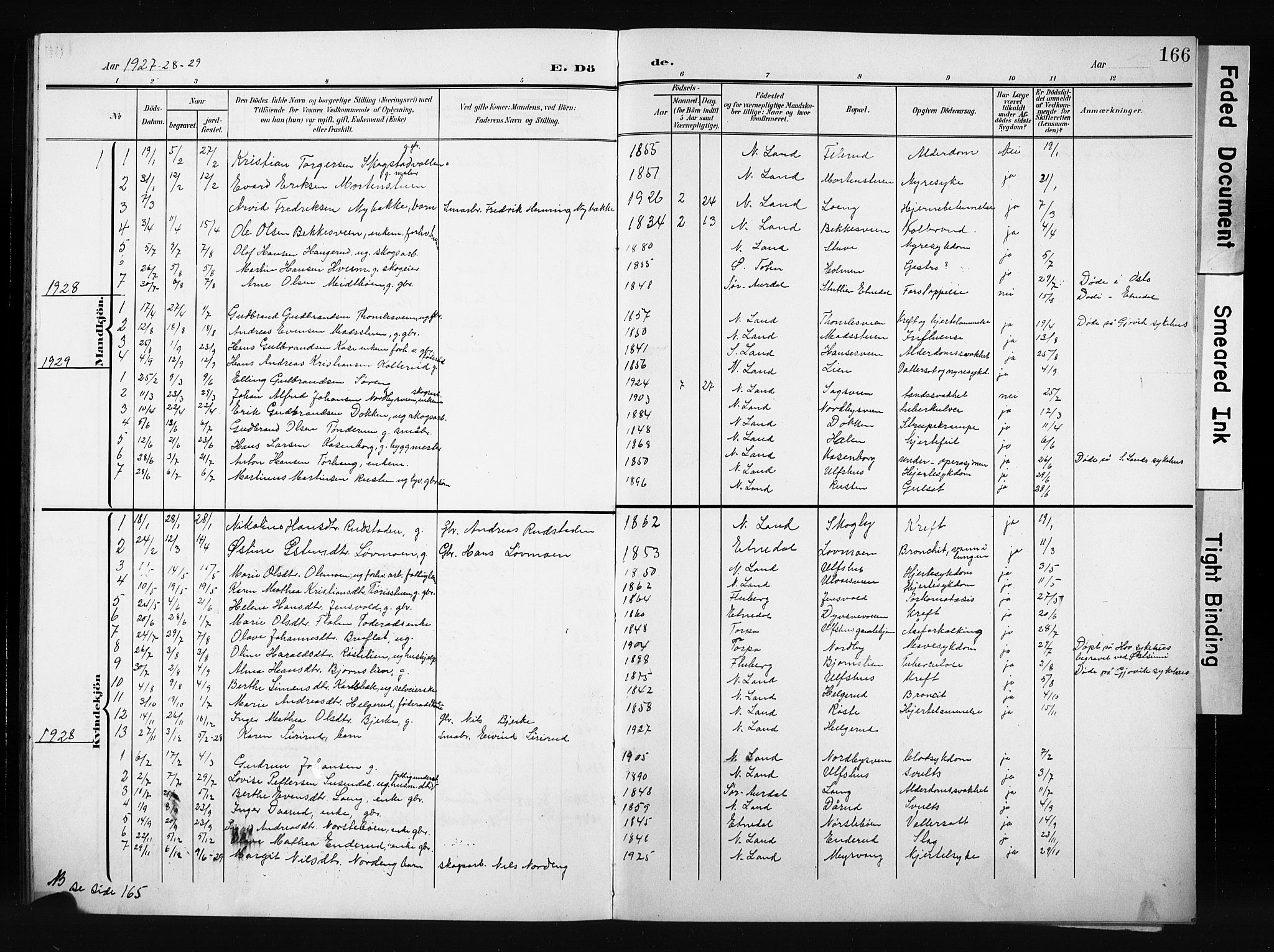 Nordre Land prestekontor, AV/SAH-PREST-124/H/Ha/Hab/L0006: Parish register (copy) no. 6, 1905-1929, p. 166