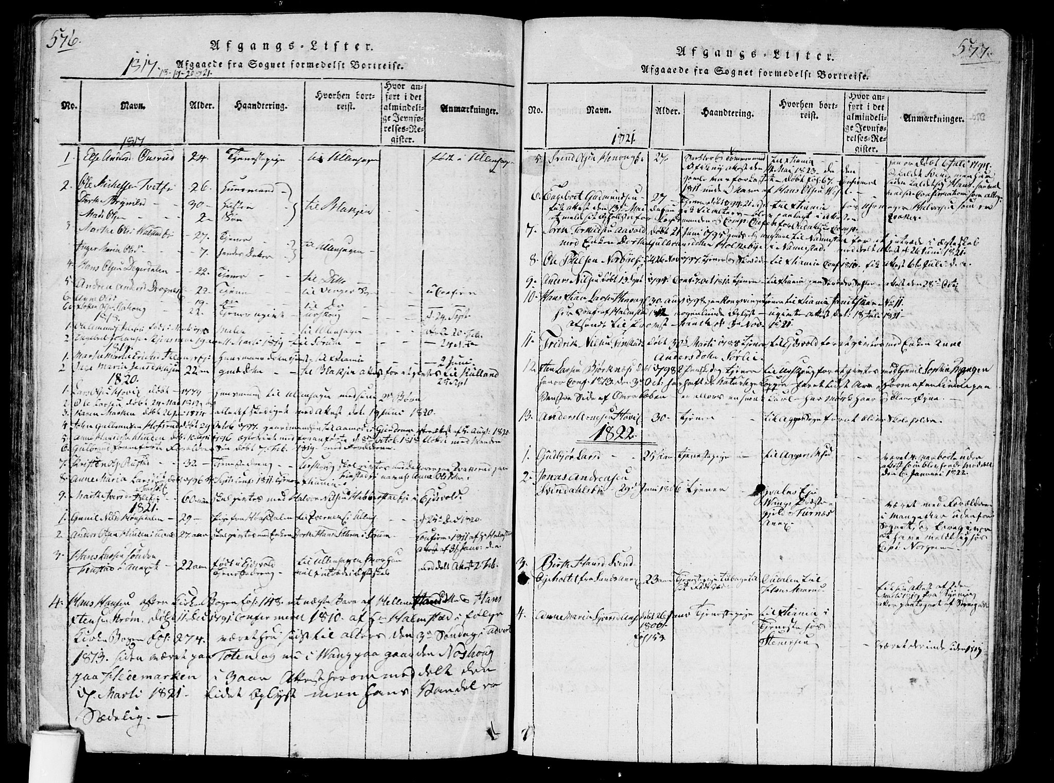 Nes prestekontor Kirkebøker, AV/SAO-A-10410/G/Ga/L0001: Parish register (copy) no. I 1, 1815-1835, p. 576-577