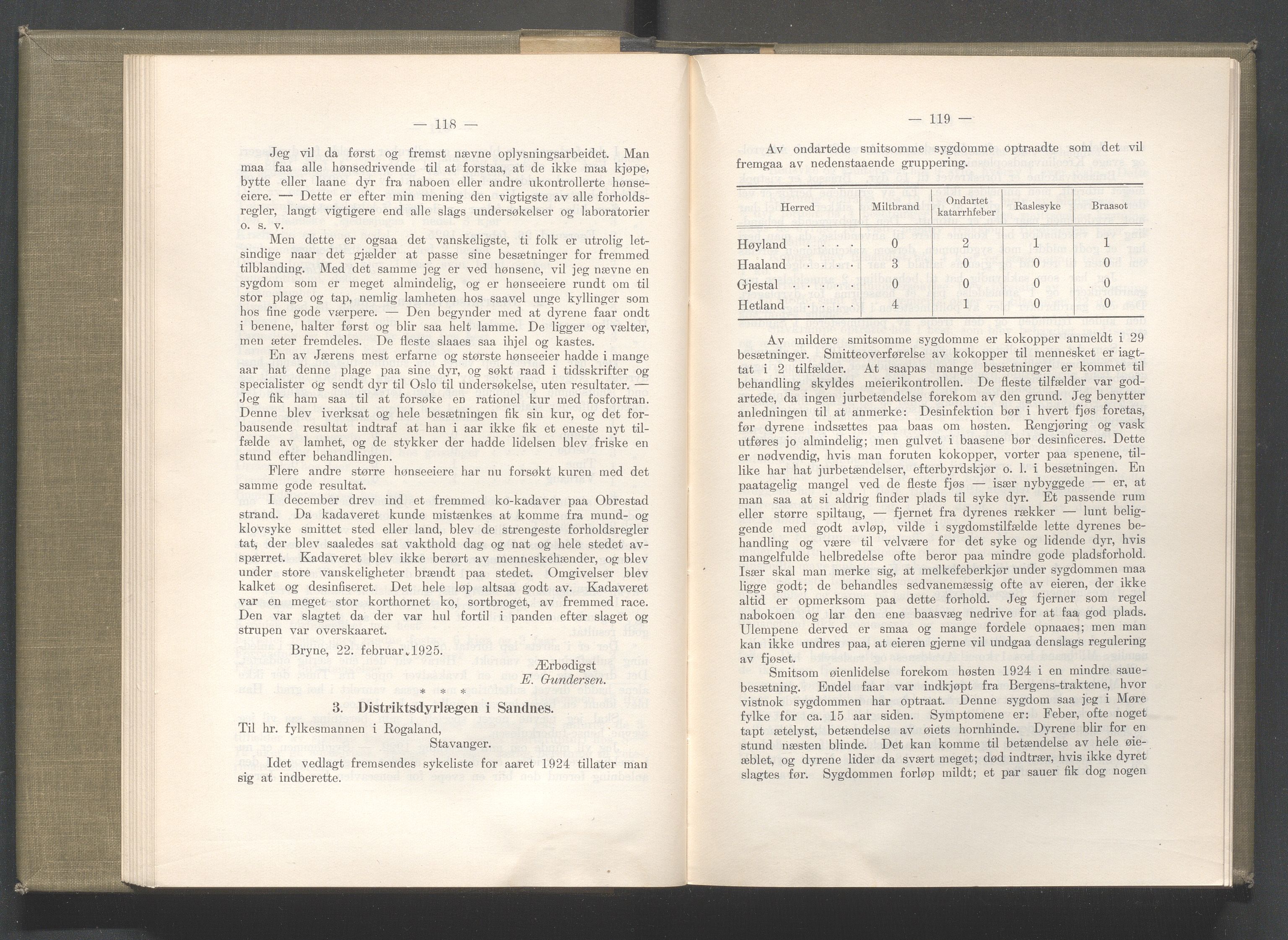 Rogaland fylkeskommune - Fylkesrådmannen , IKAR/A-900/A/Aa/Aaa/L0044: Møtebok , 1925, p. 118-119