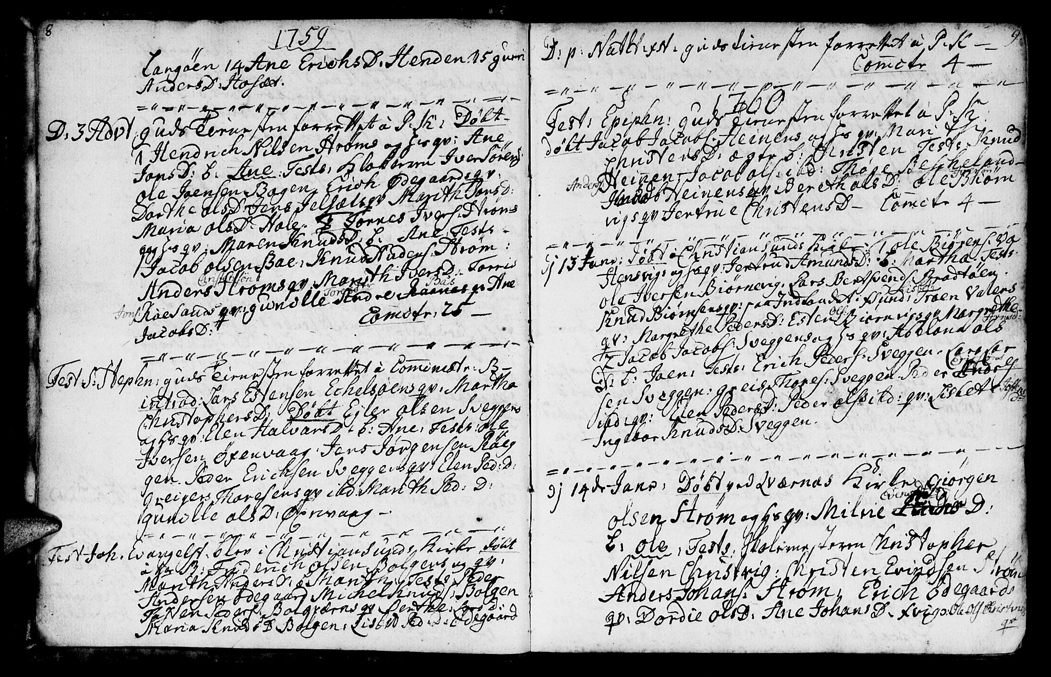Ministerialprotokoller, klokkerbøker og fødselsregistre - Møre og Romsdal, SAT/A-1454/569/L0816: Parish register (official) no. 569A02, 1759-1805, p. 8-9