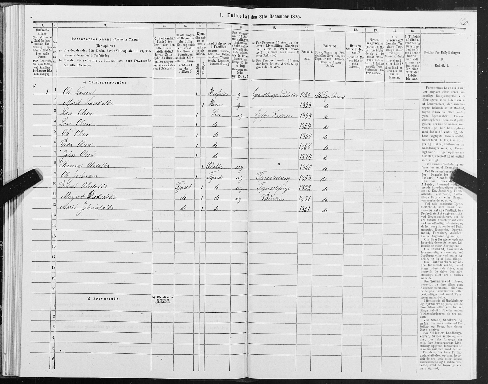 SAT, 1875 census for 1566P Surnadal, 1875, p. 1120