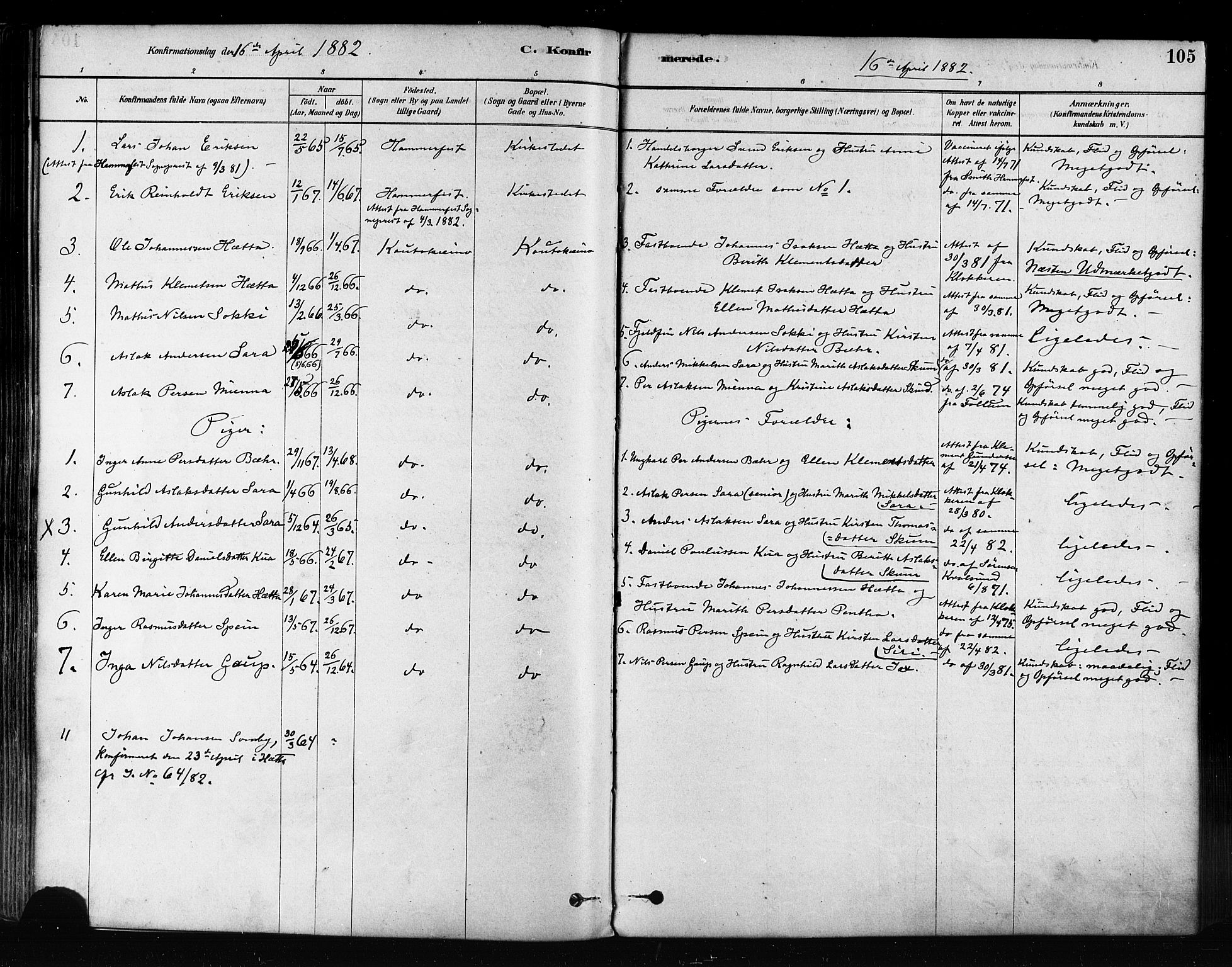 Kautokeino sokneprestembete, AV/SATØ-S-1340/H/Ha/L0004.kirke: Parish register (official) no. 4, 1877-1896, p. 105