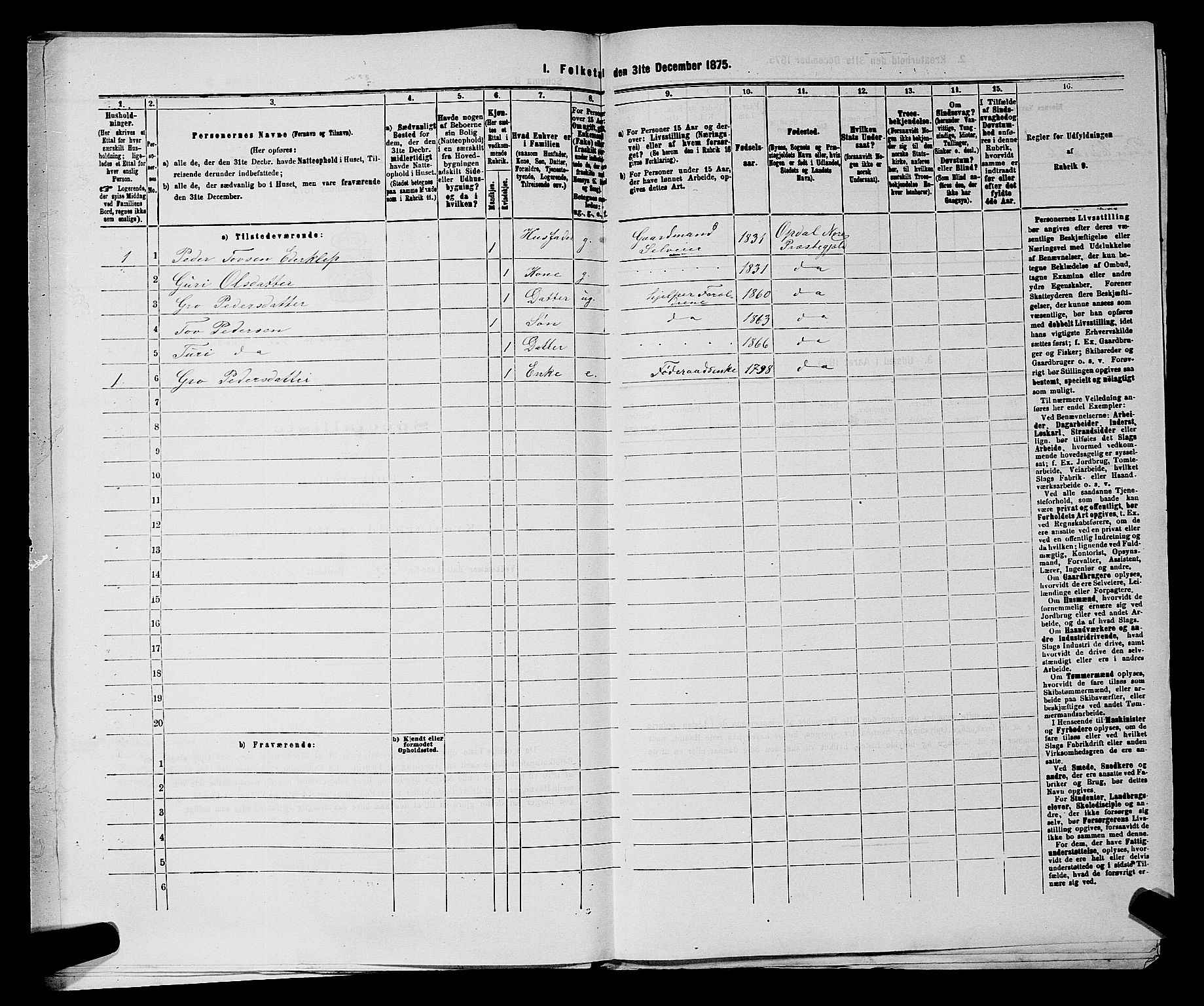 SAKO, 1875 census for 0633P Nore, 1875, p. 615