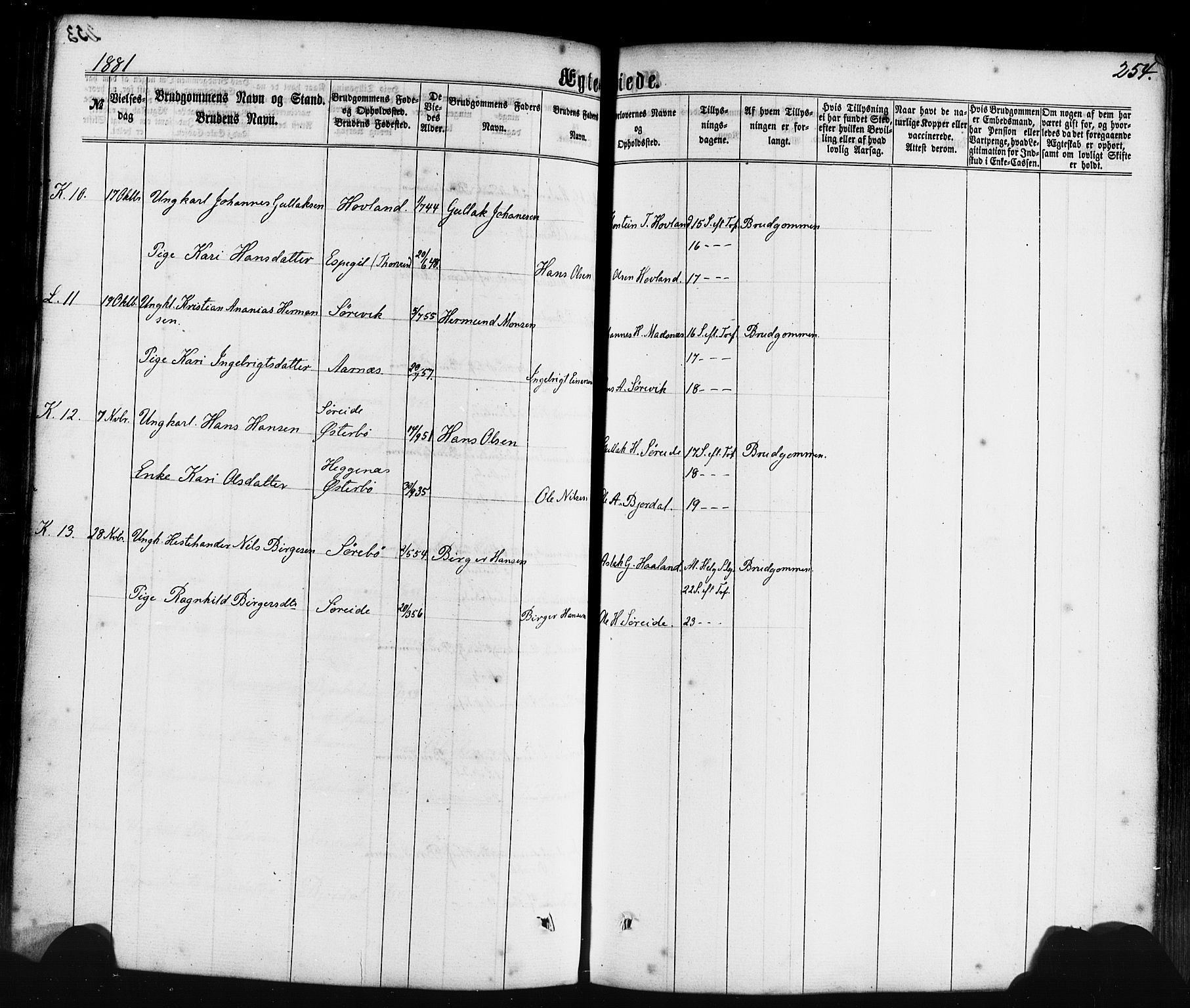 Lavik sokneprestembete, SAB/A-80901: Parish register (official) no. A 4, 1864-1881, p. 254