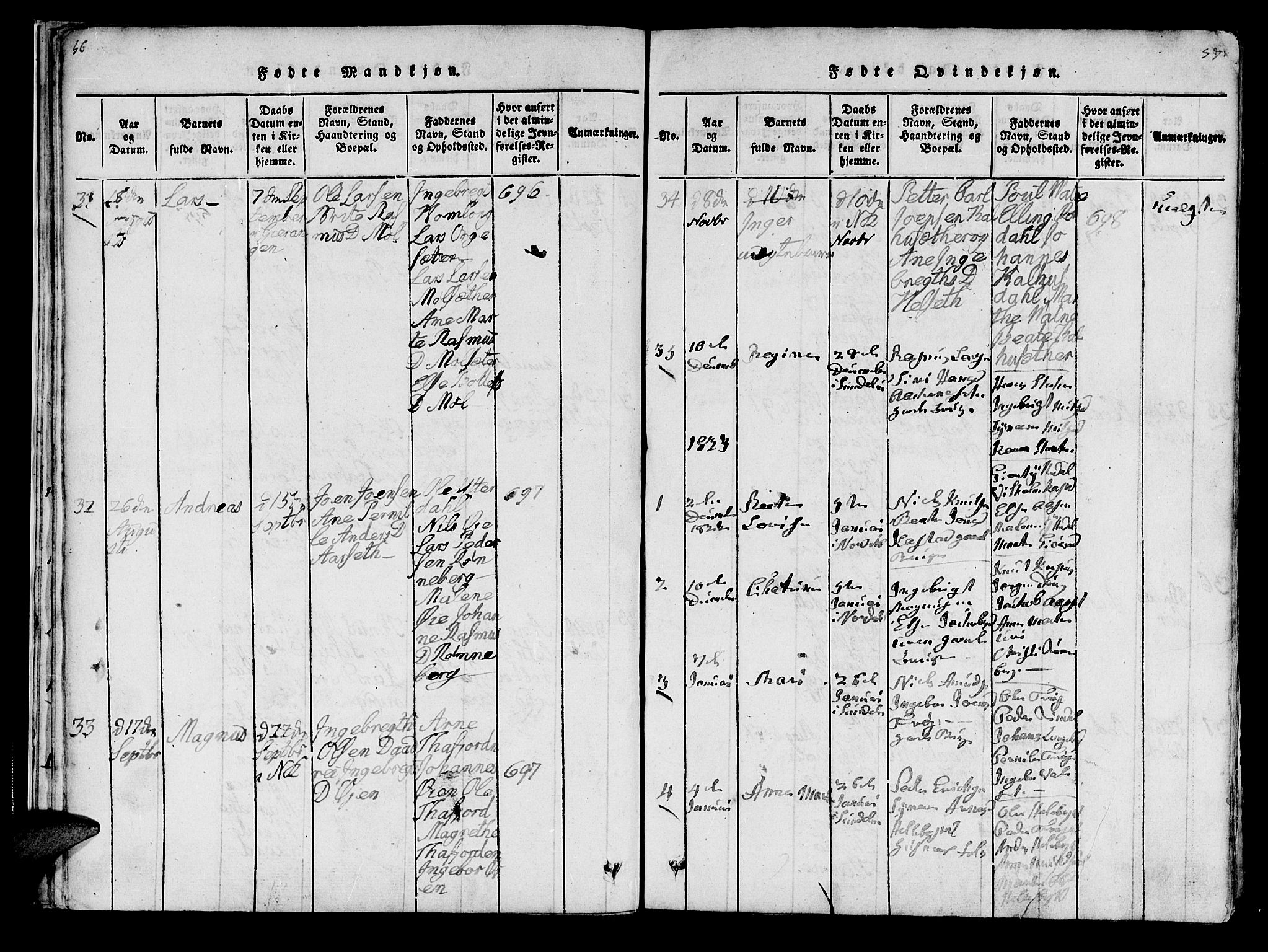 Ministerialprotokoller, klokkerbøker og fødselsregistre - Møre og Romsdal, SAT/A-1454/519/L0246: Parish register (official) no. 519A05, 1817-1834, p. 56-57