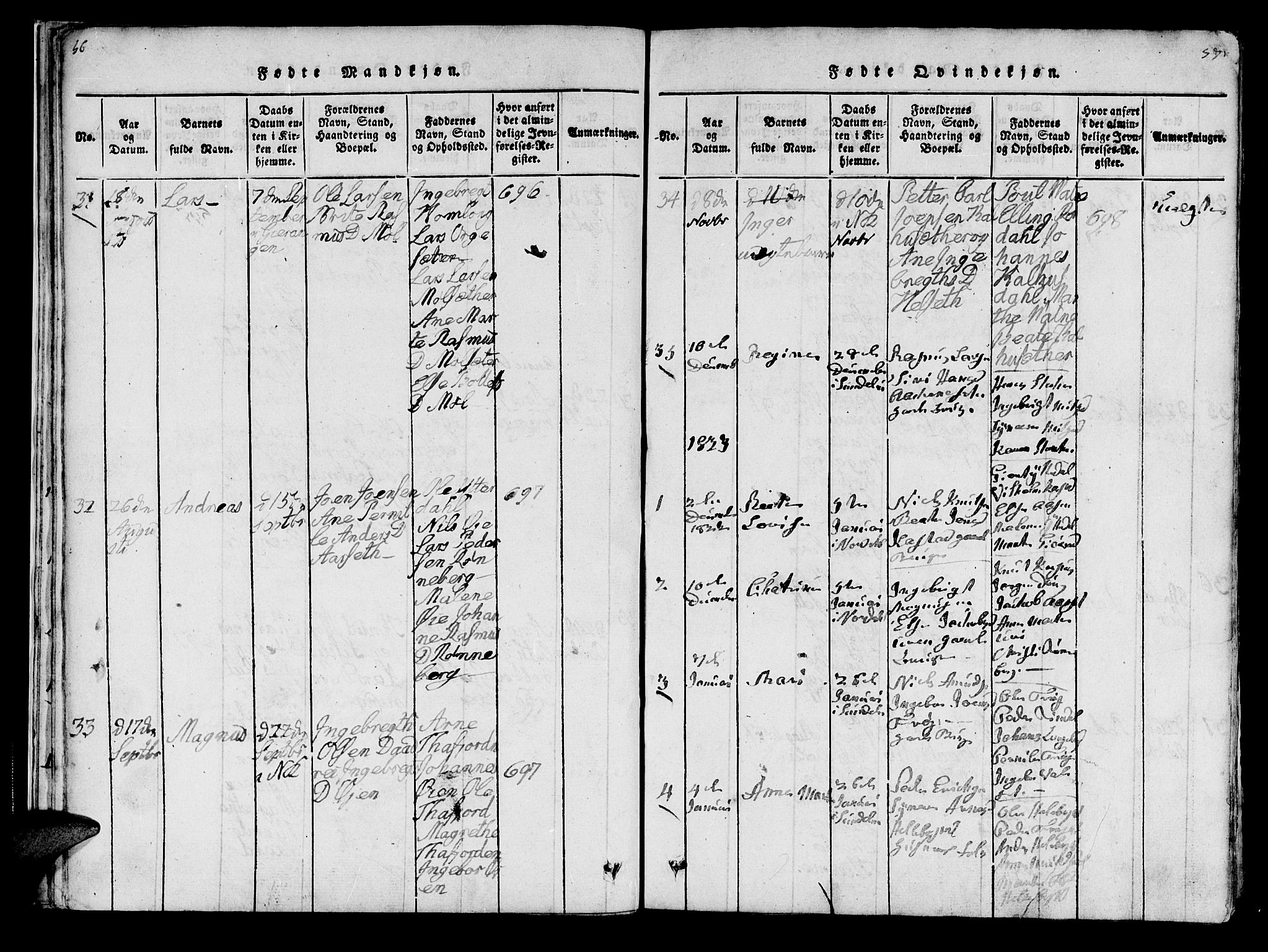 Ministerialprotokoller, klokkerbøker og fødselsregistre - Møre og Romsdal, AV/SAT-A-1454/519/L0246: Parish register (official) no. 519A05, 1817-1834, p. 56-57