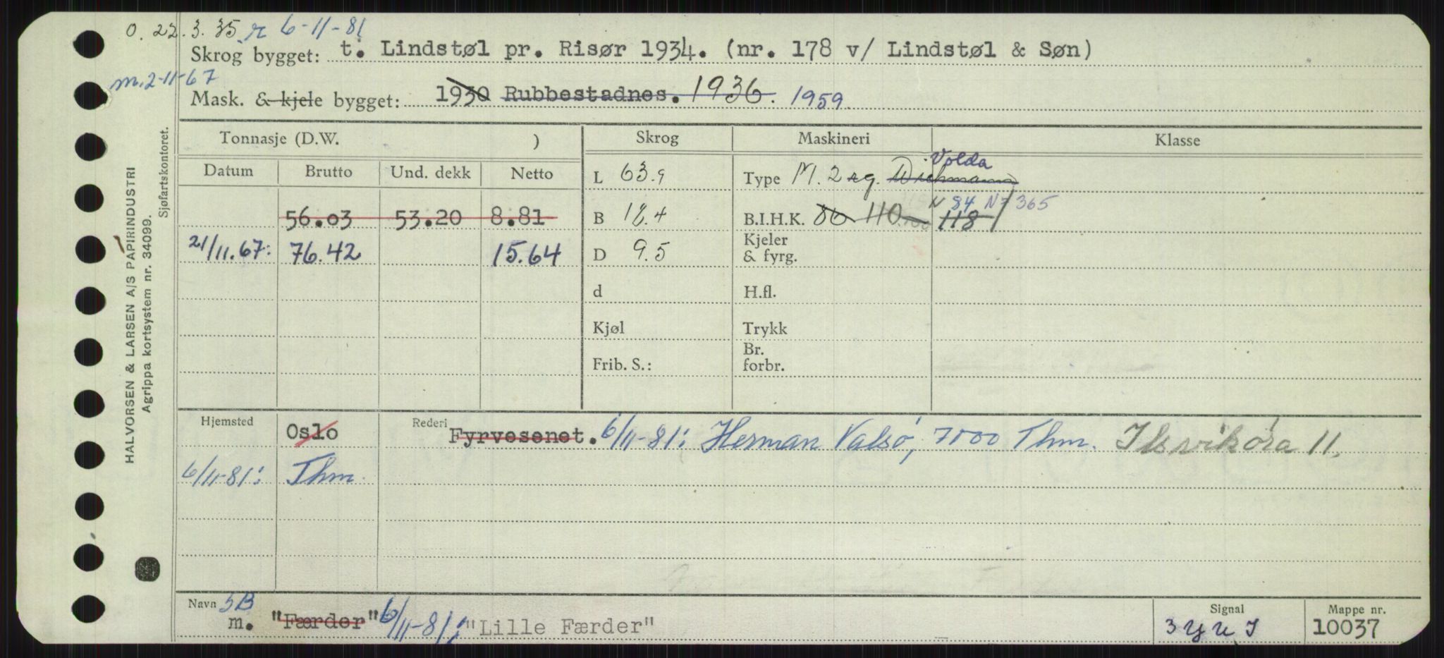 Sjøfartsdirektoratet med forløpere, Skipsmålingen, RA/S-1627/H/Ha/L0003/0002: Fartøy, Hilm-Mar / Fartøy, Kom-Mar, p. 467