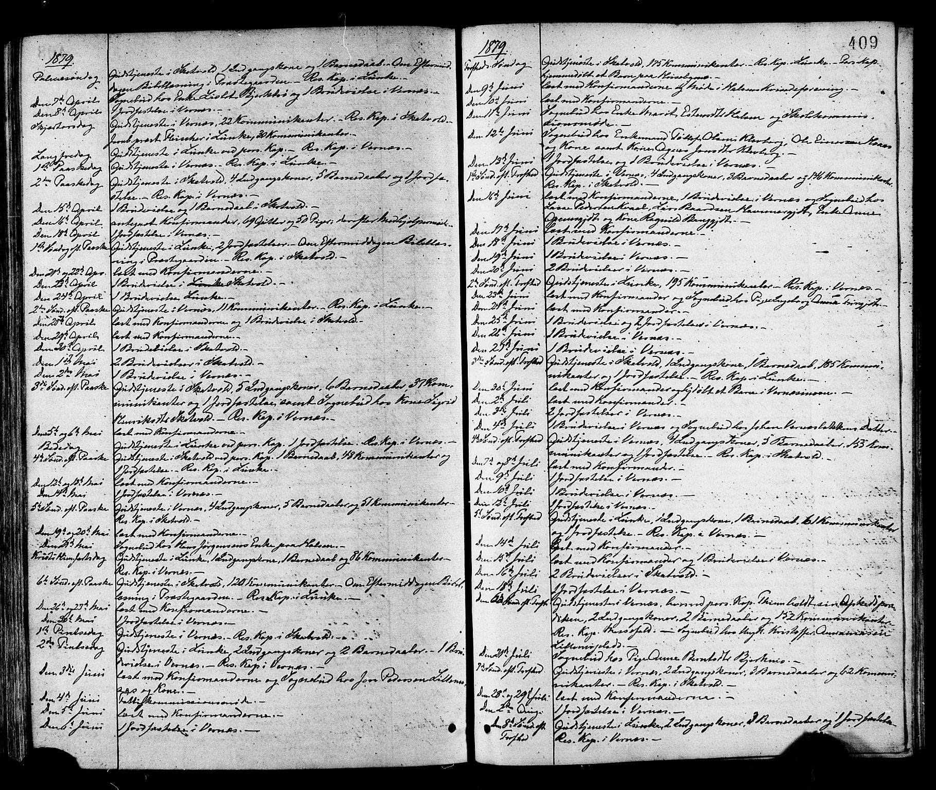 Ministerialprotokoller, klokkerbøker og fødselsregistre - Nord-Trøndelag, SAT/A-1458/709/L0076: Parish register (official) no. 709A16, 1871-1879, p. 409