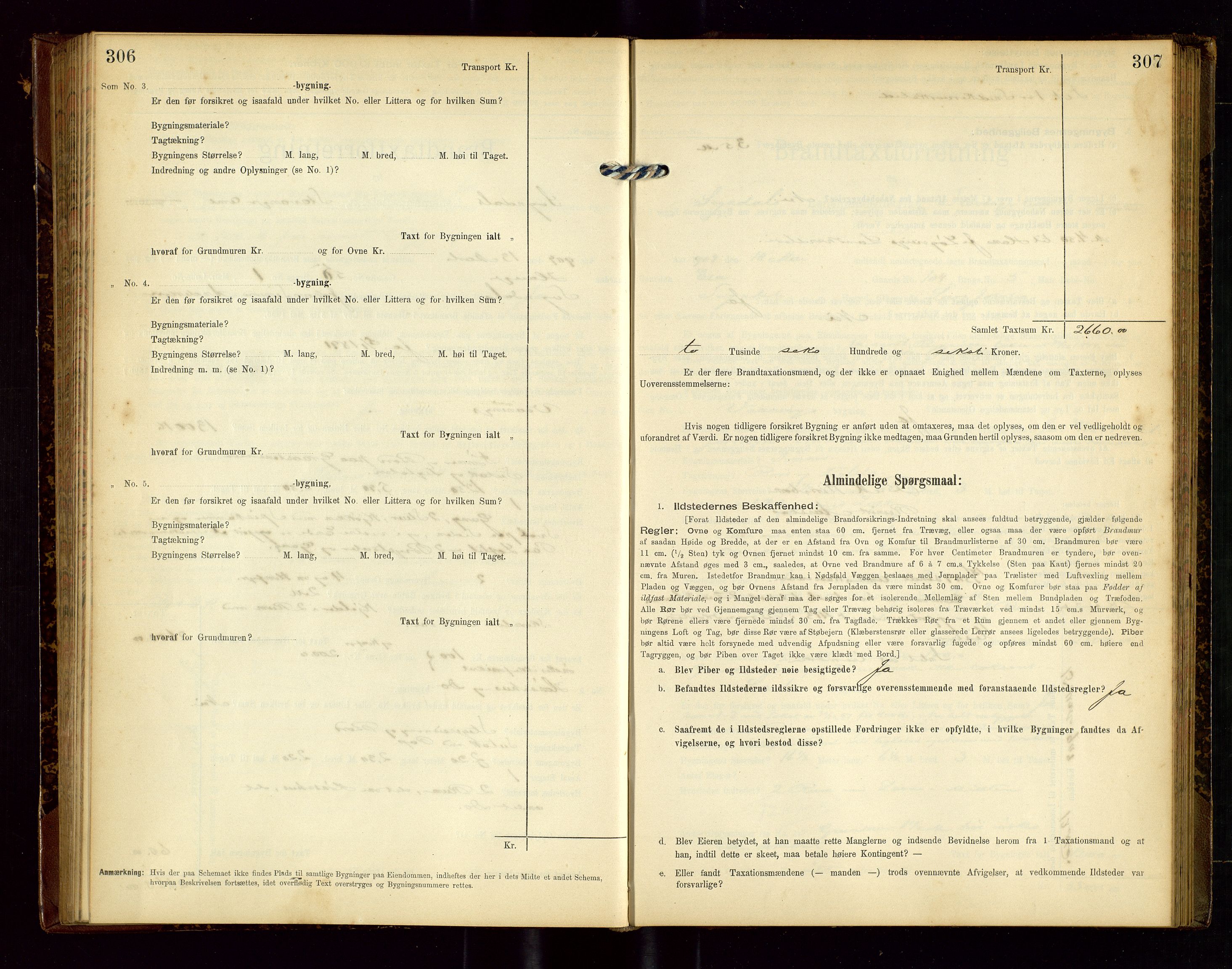 Sokndal lensmannskontor, SAST/A-100417/Gob/L0002: "Brandtaxt-Protokol", 1902-1914, p. 306-307