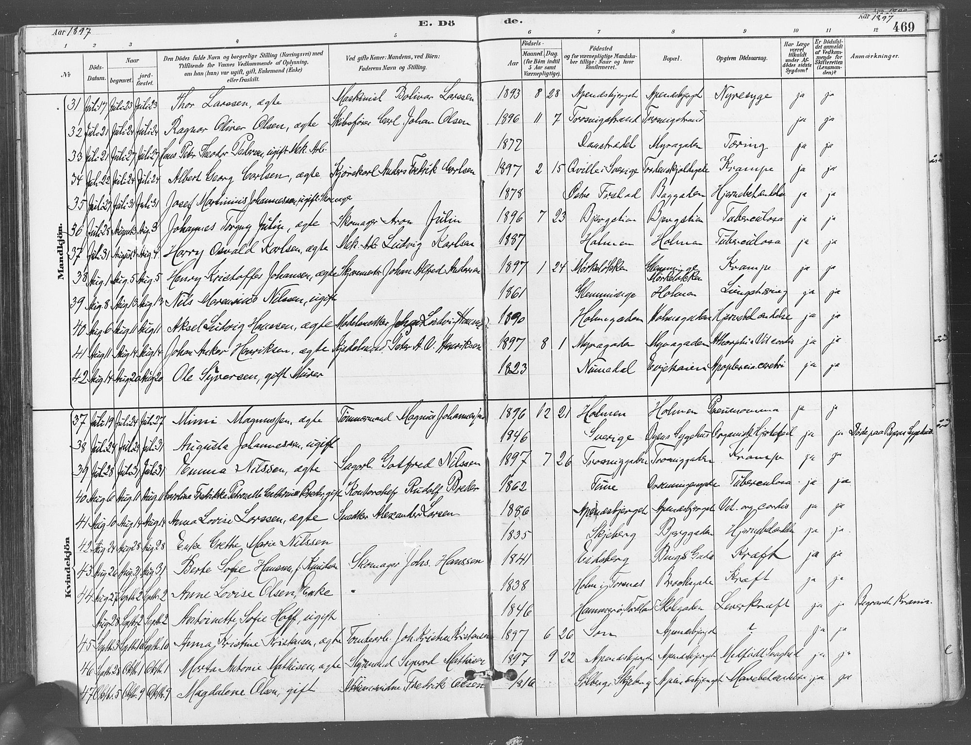 Fredrikstad domkirkes prestekontor Kirkebøker, AV/SAO-A-10906/G/Ga/L0003: Parish register (copy) no. 3, 1880-1900, p. 469