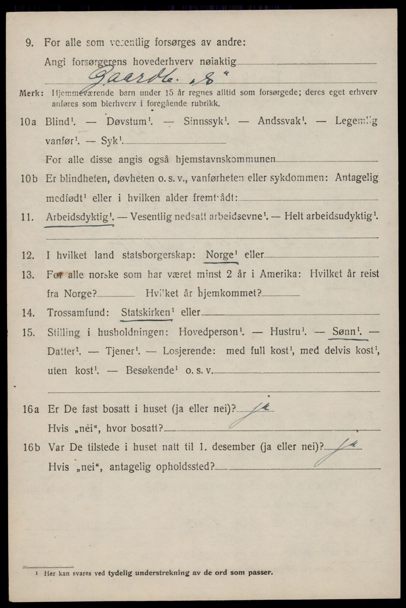 SAST, 1920 census for Klepp, 1920, p. 7551