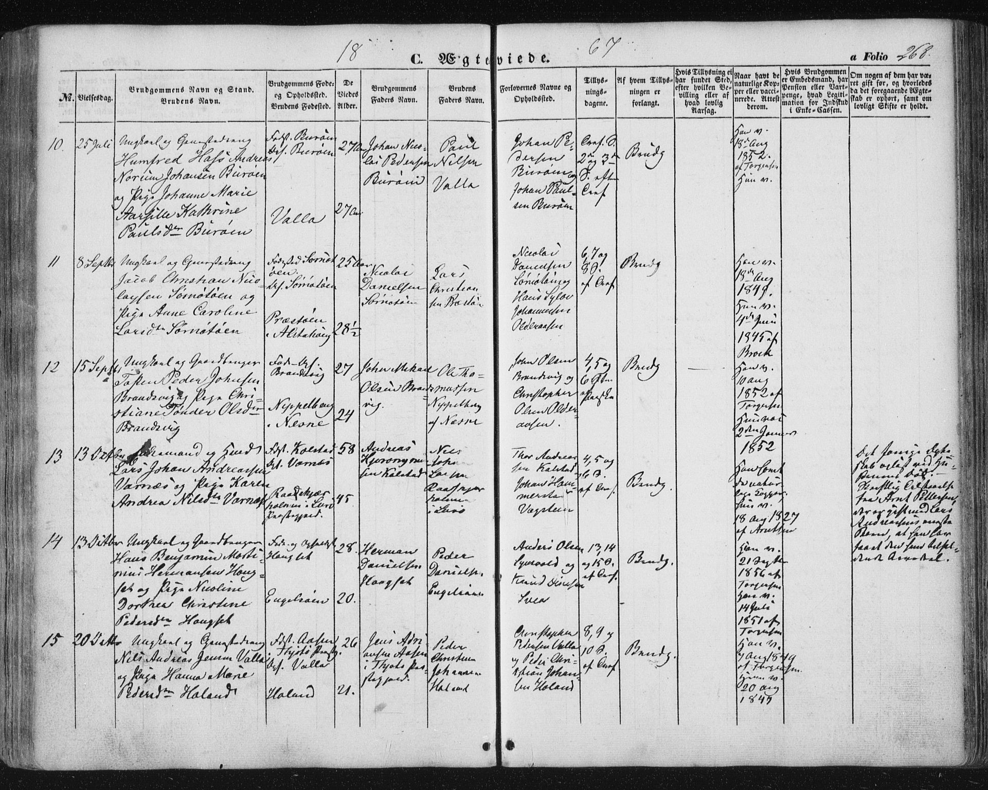 Ministerialprotokoller, klokkerbøker og fødselsregistre - Nordland, AV/SAT-A-1459/816/L0240: Parish register (official) no. 816A06, 1846-1870, p. 268